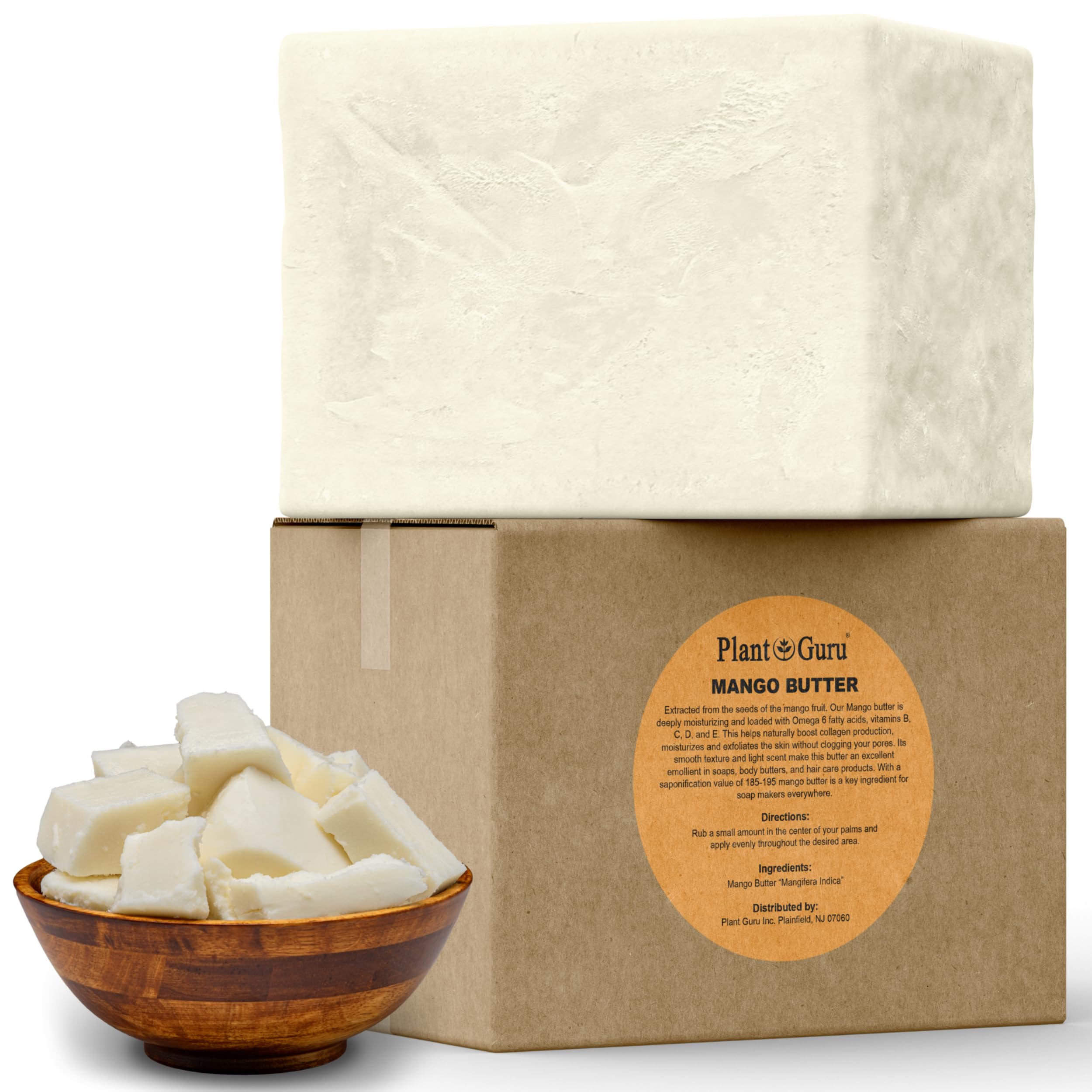 Raw Mango Butter 5 lbs. Bulk 100% Pure Natural Unrefined - Great for Skin, and Hair Growth. DIY Soap Making, Body Butters, Lotions and Creams.