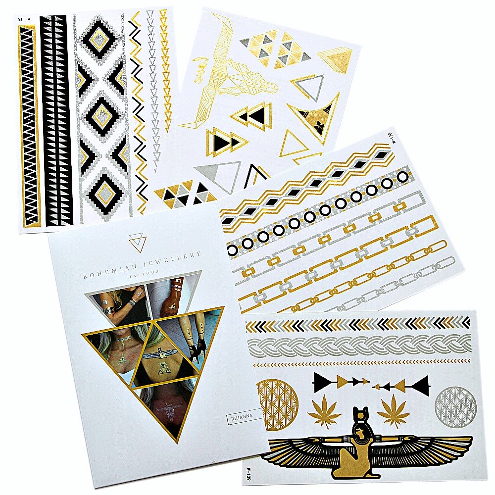 Bohemian Jewelry Tattoos Rihanna - A Luxury Collection of 4 Premuim Jewelry Inspired Temporary Tattoos Sheets