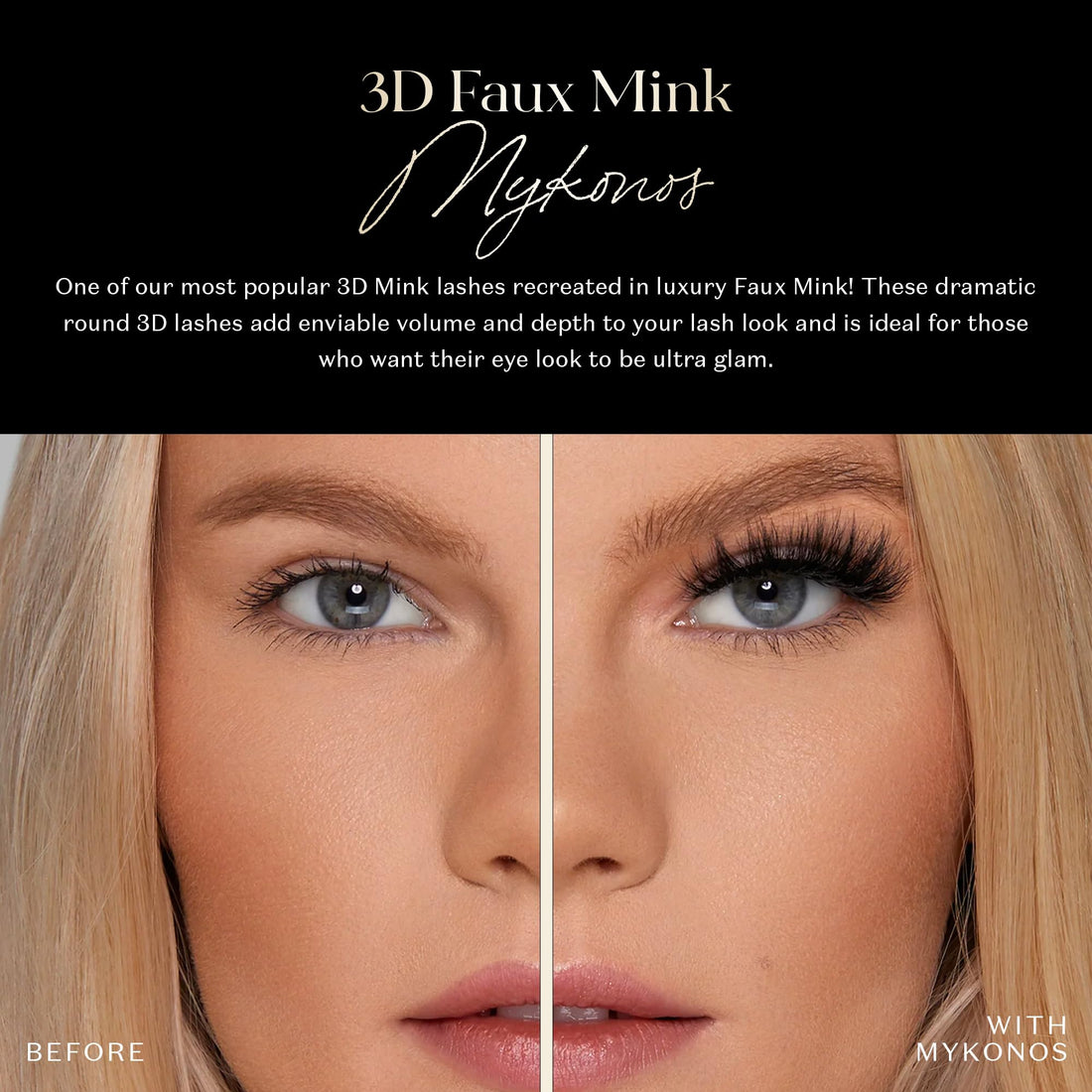 Lilly Lashes 3D Mink Mykonos | False Eyelashes | Dramatic Look and Feel | Reusable | Non-Magnetic | 100% Handmade