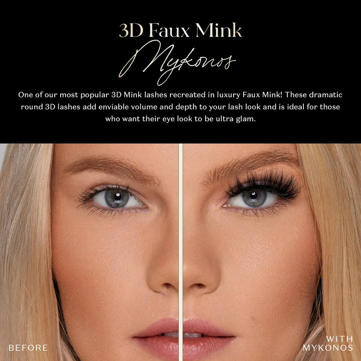 Lilly Lashes 3D Mink Mykonos | False Eyelashes | Dramatic Look and Feel | Reusable | Non-Magnetic | 100% Handmade