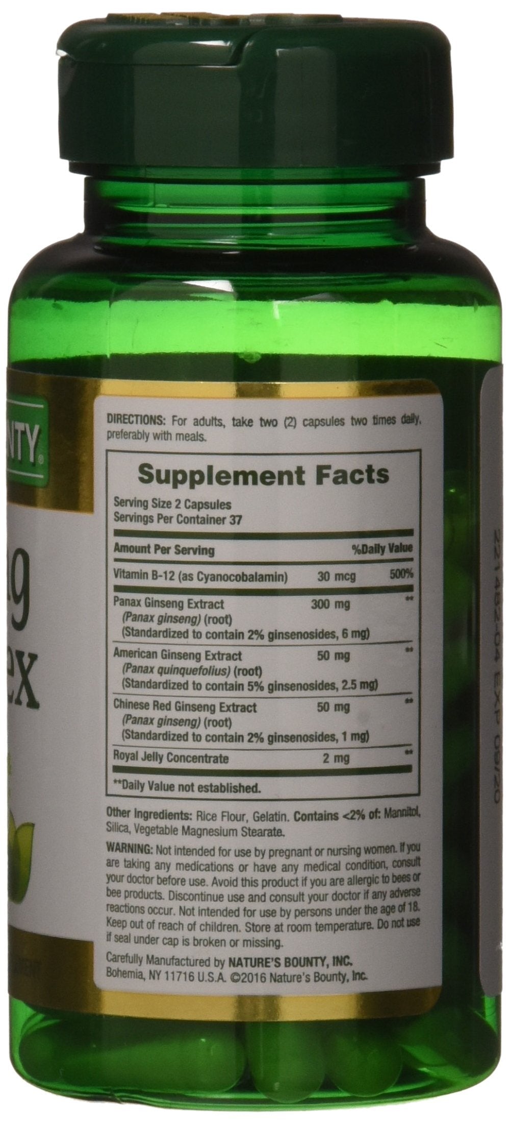 Nature's Bounty - Ginseng Complex Plus Royal Jelly - 75 Capsules