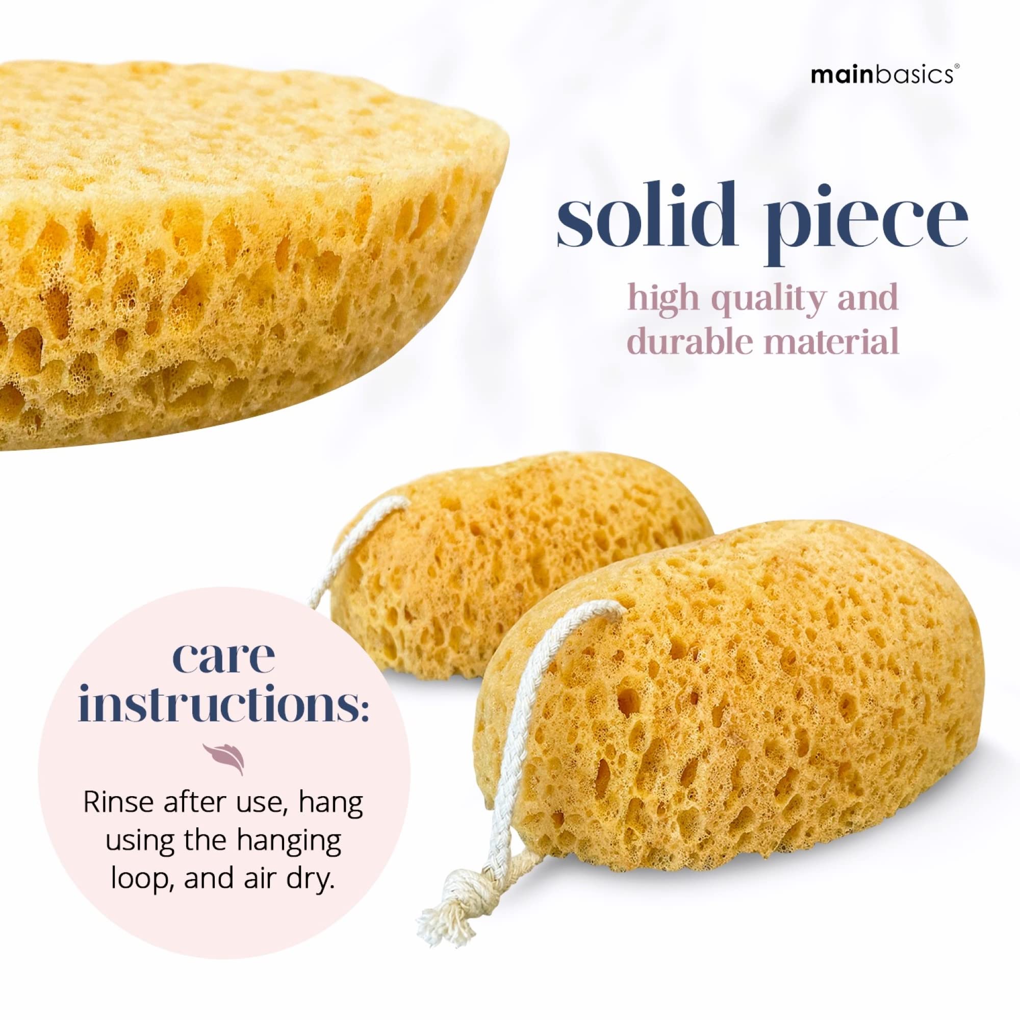 MainBasics Faux Sea Bath Sponge - Large, Soft Exfoliating Body Sponge for Shower, Foam Loofah (2 Pack)
