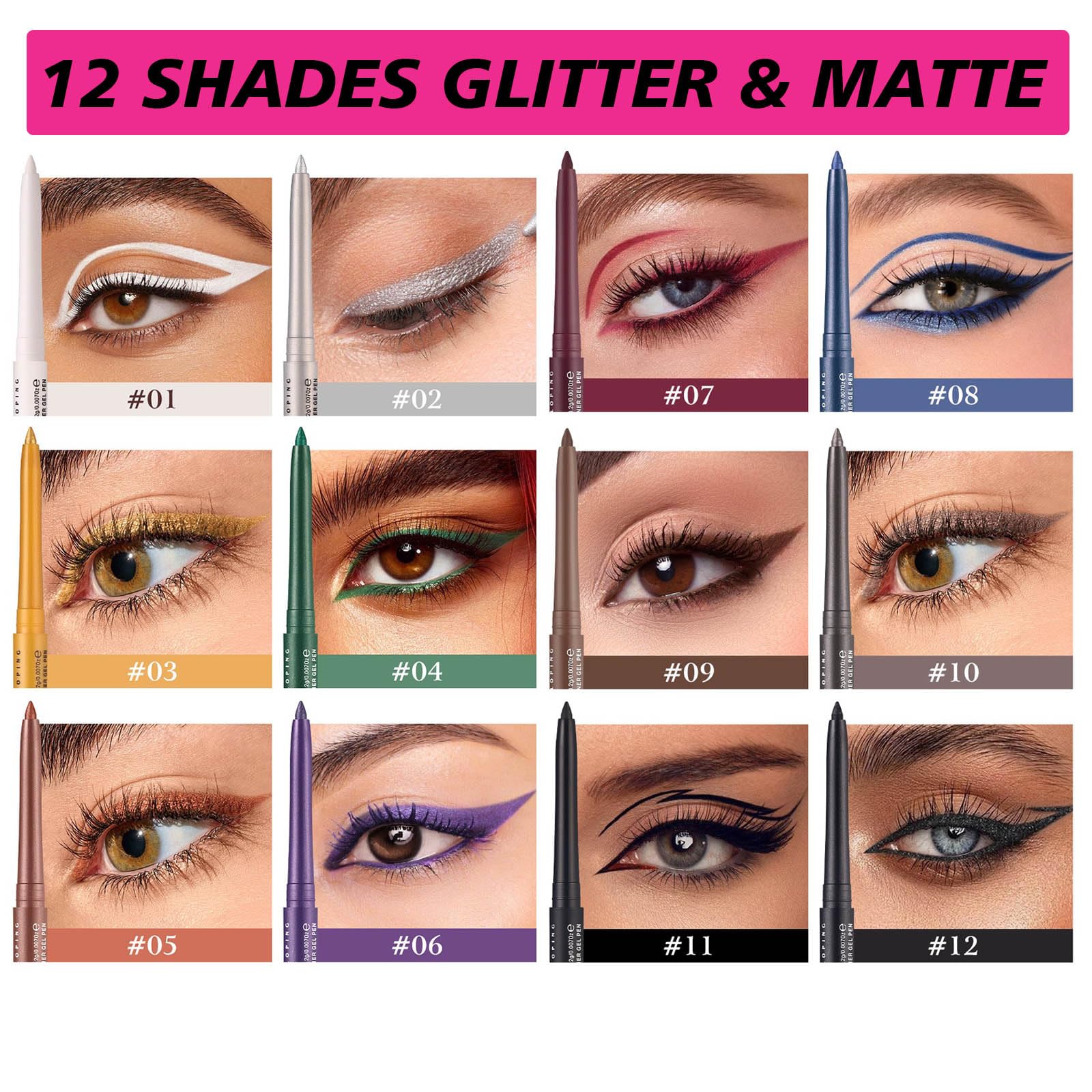 Mefyhtune Purple Waterproof Eyeliner Pencil Retractable Cream Purple Gel Eyeliner Smudge-proof Hypoallergenic (06#)