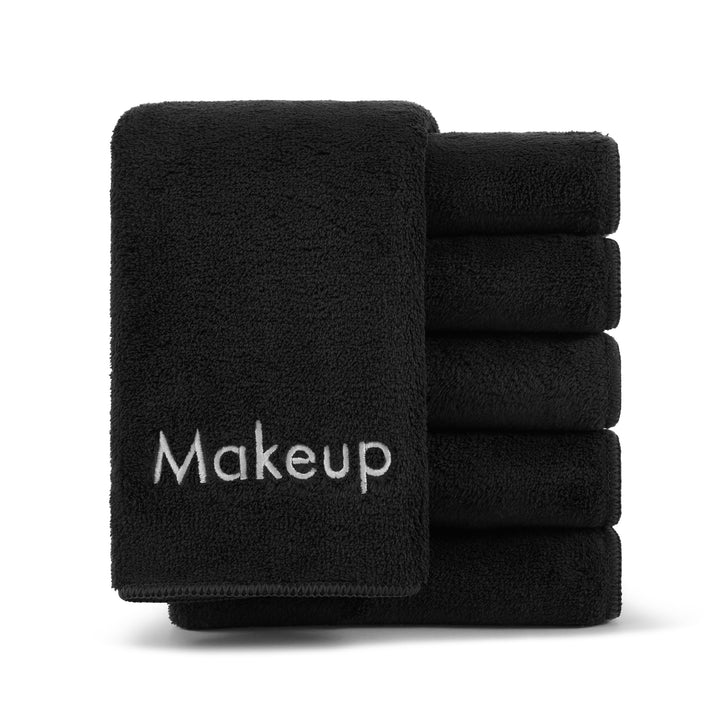 Arkwright Microfiber Makeup Remover Cloths (13x13, 6-Pack, Black) - Soft Coral Fleece Makeup Washcloths