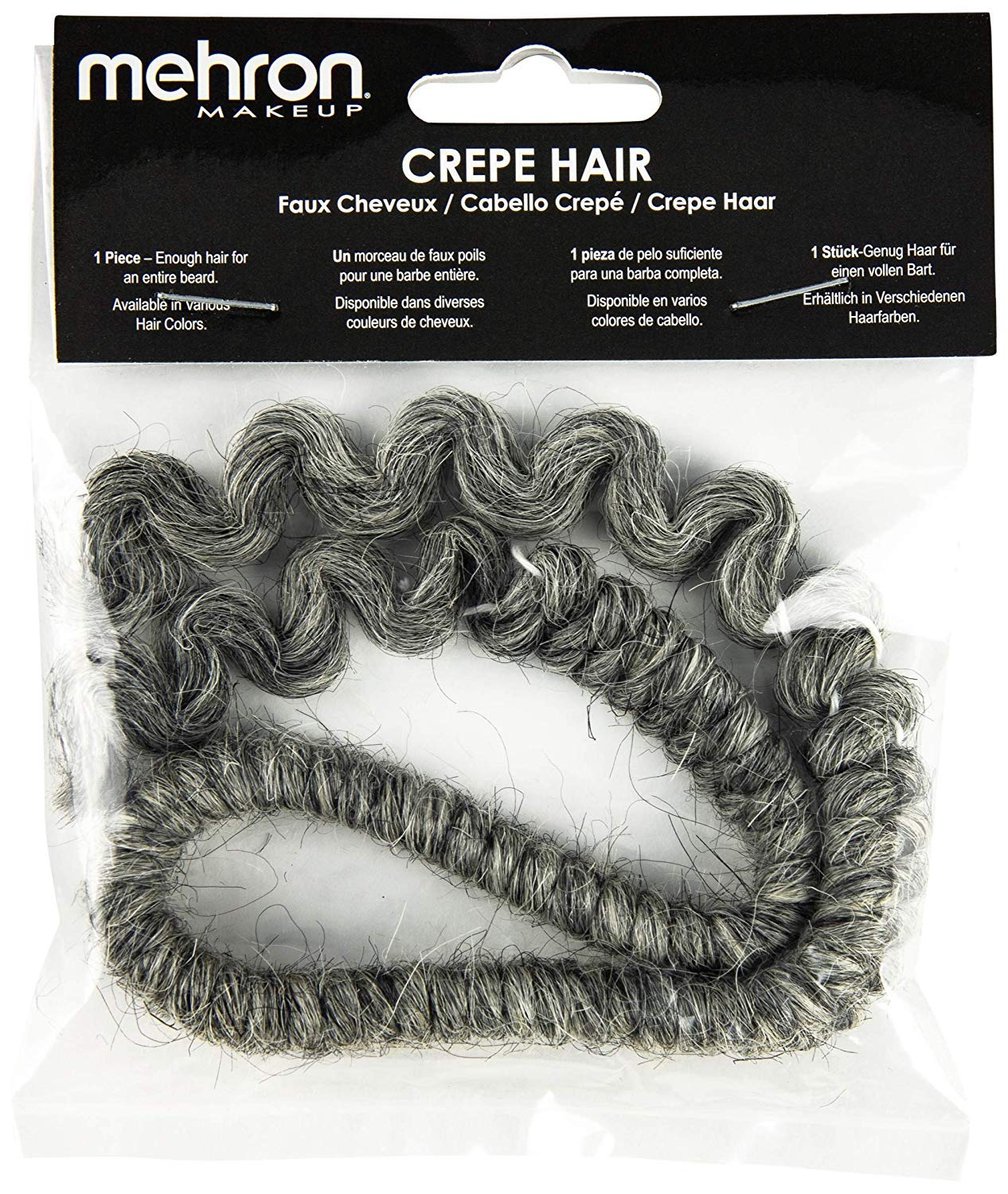 Mehron Crepe Hair 12-inch Braid (Medium Grey)