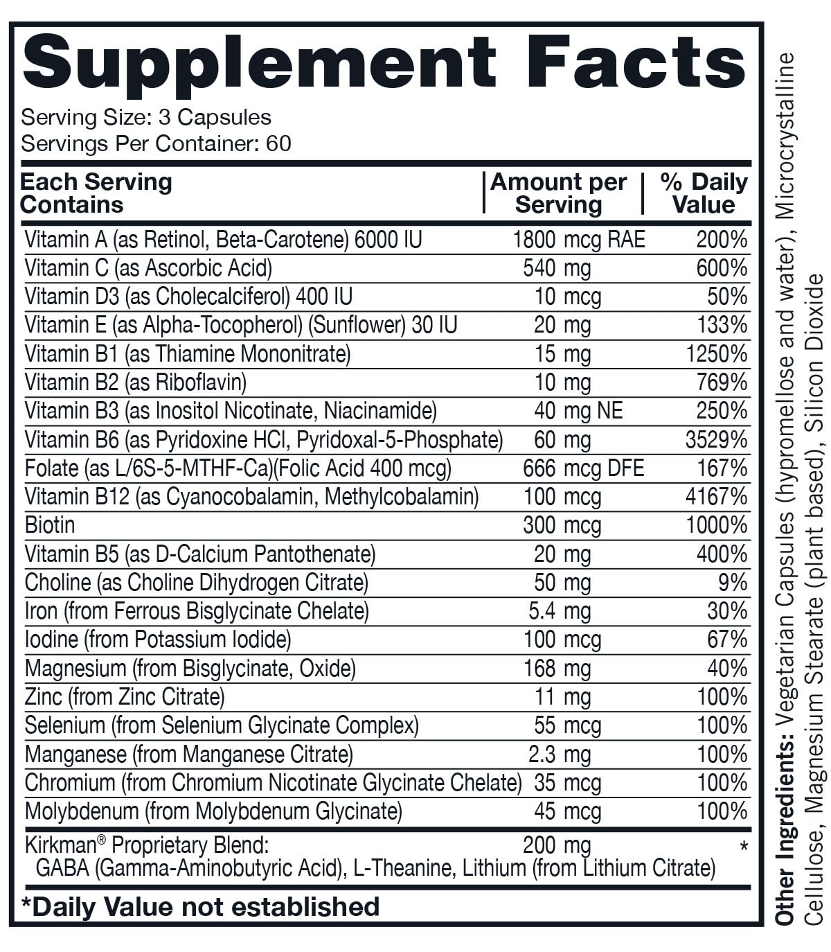 Kirkman Super Nu-Thera Multivitamin Teen & Adult