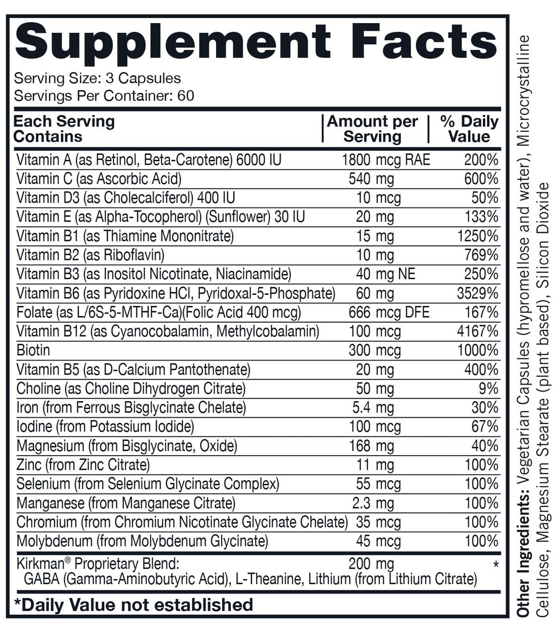 Kirkman Super Nu-Thera Multivitamin Teen & Adult