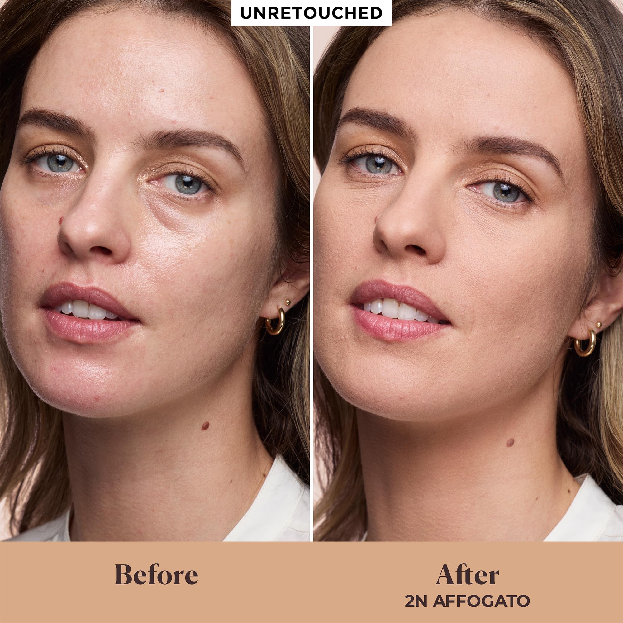 Laura Mercier Real Flawless Feather Matte Powder Foundation, 16 HR Fade-Proof Wear, Hydration & Shine Control, Weightless Face Powder Compact, Hyaluronic Acid Infused, 2N Affogato