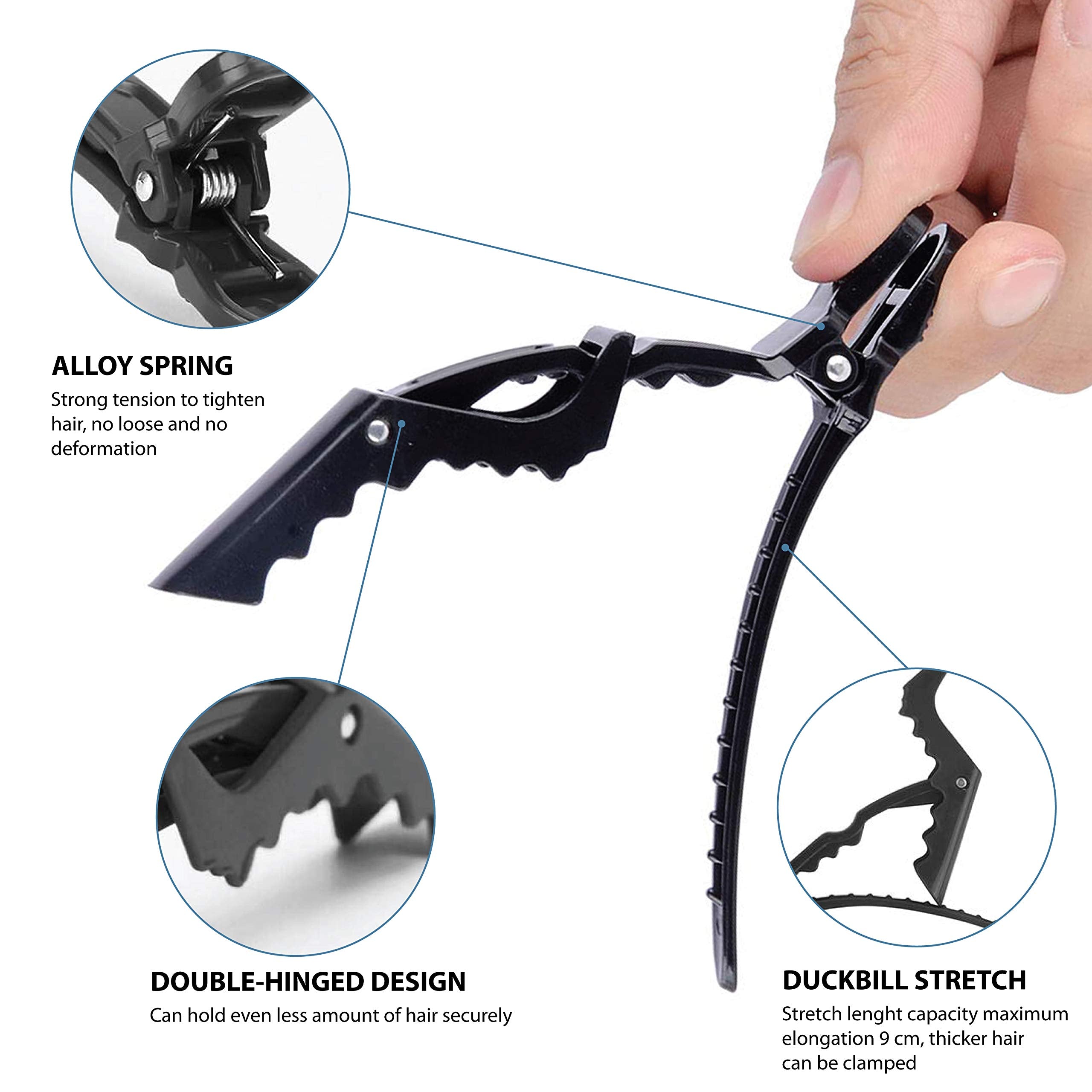 Deke Home Women Styling Hairclip - 24 pcs Plastic Alligator Hair Sectioning Clips - Durable alligator hair clip with nonslip grip & wide gator big teeth for easy styling thick/thin