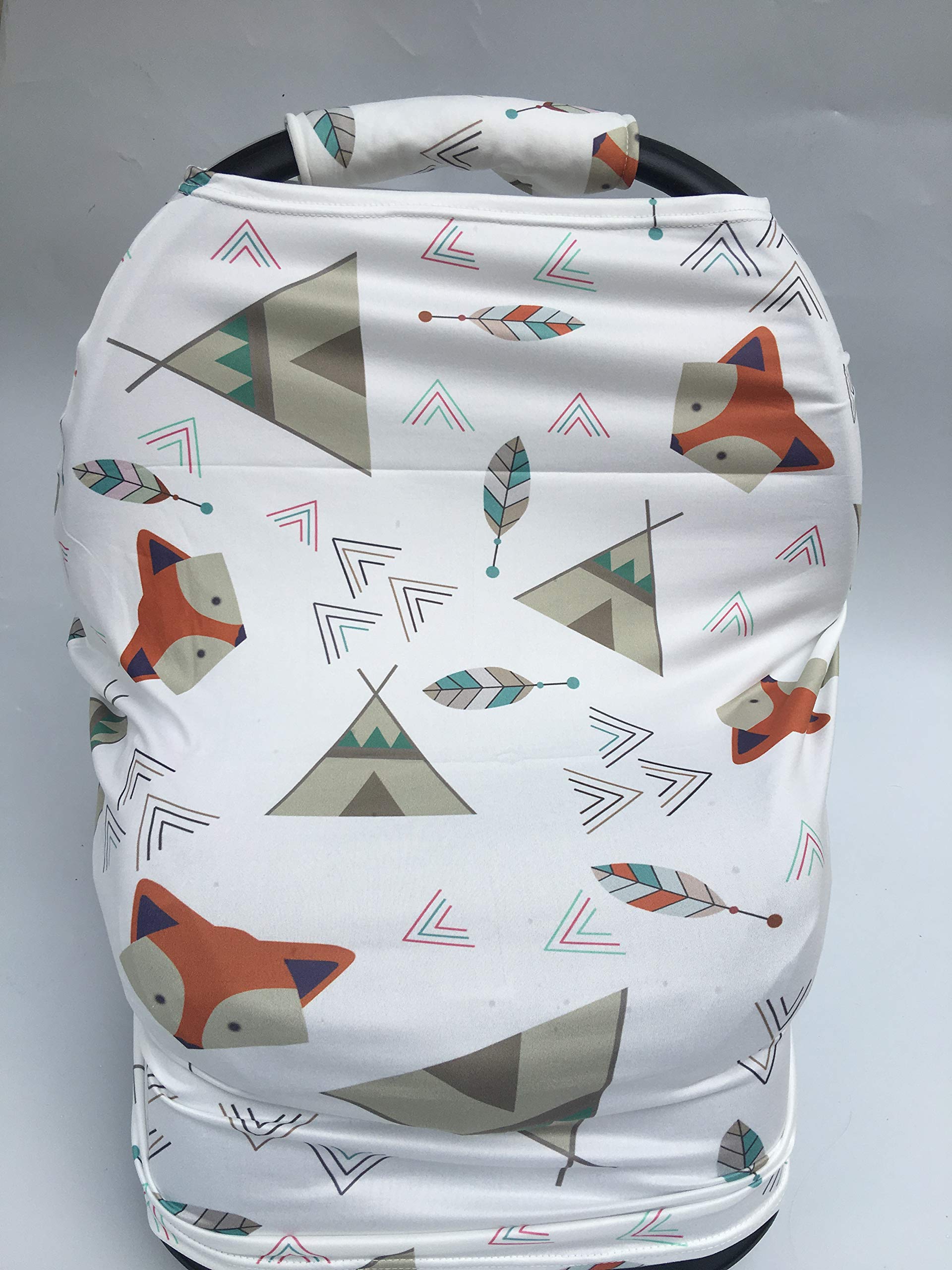 Rosy Kids Stretchy Infant Car Seat Canopy Cover, Jersey Car Seat Cover Elastic Nursing Scarf Privacy Cover with Matching Car Seat Handle Cover and Baby Hat, Color31JY14