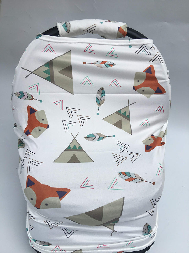 Rosy Kids Stretchy Infant Car Seat Canopy Cover, Jersey Car Seat Cover Elastic Nursing Scarf Privacy Cover with Matching Car Seat Handle Cover and Baby Hat, Color31JY14