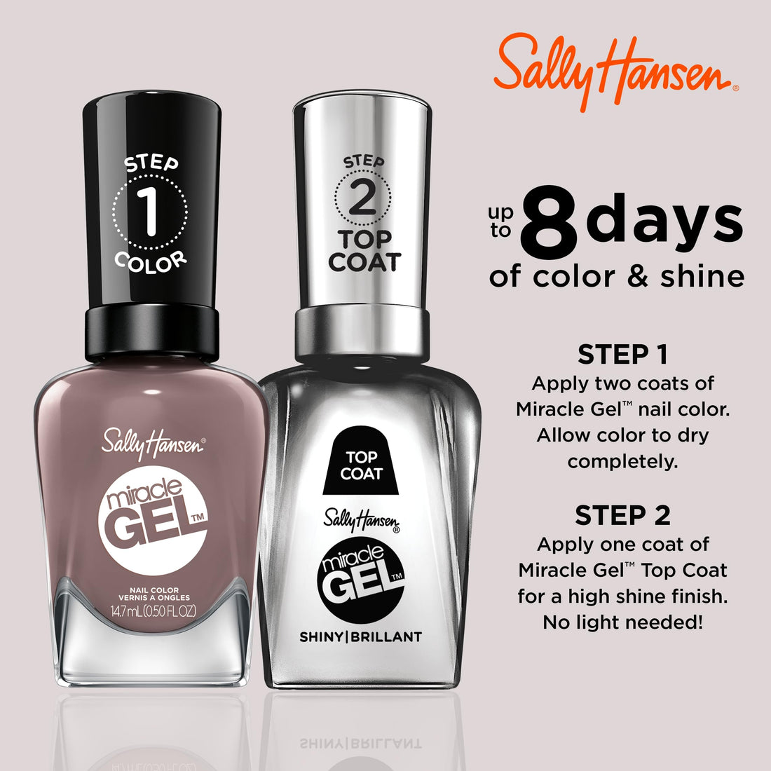 Sally Hansen Miracle Gel Nail Polish, 700 To The Taupe, 0.5 Fl Oz