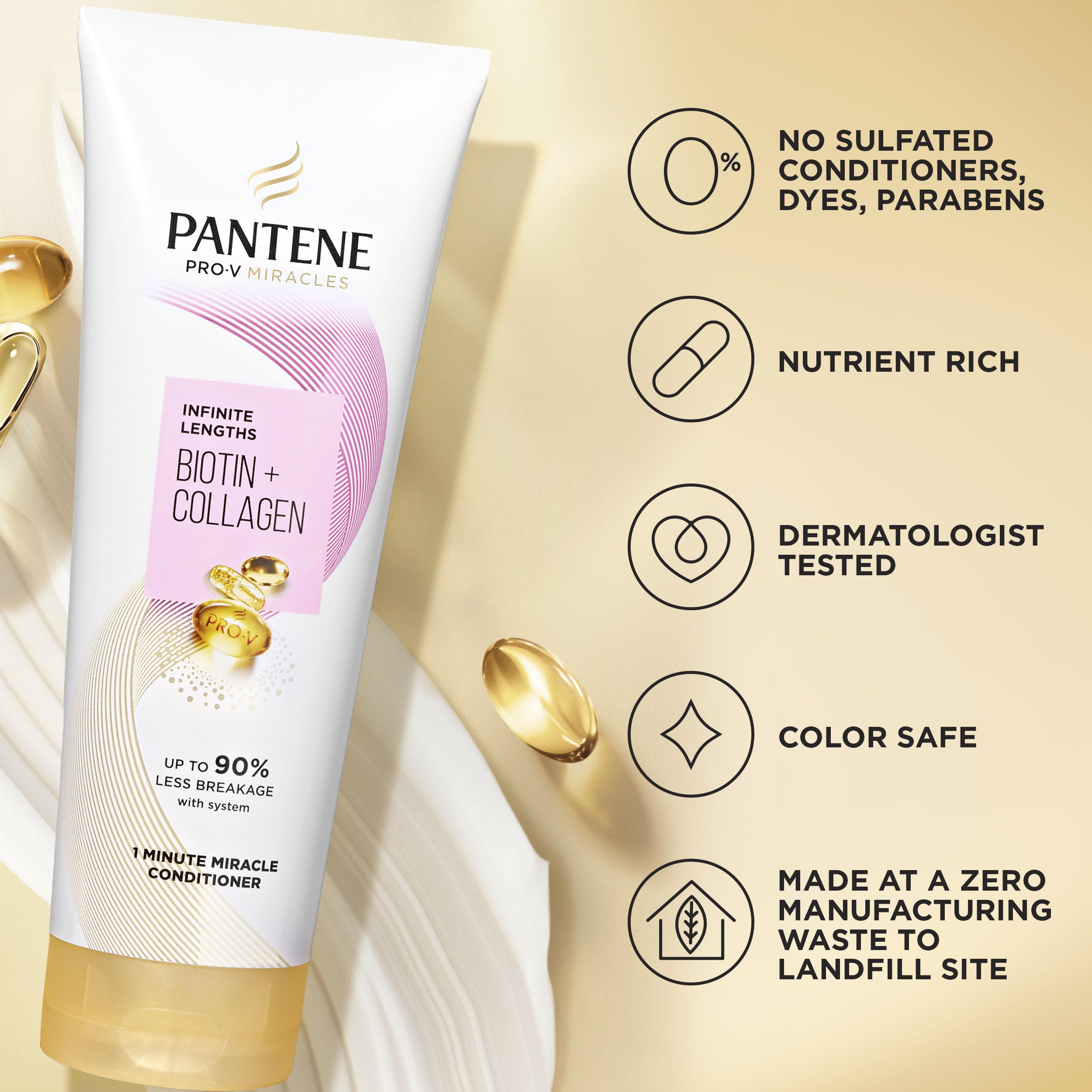 Pantene Pro-V Miracles Infinite Lengths Biotin + Collagen 1 Minute Miracle Conditioner 10.9 Fl oz