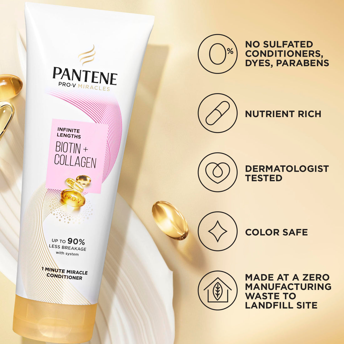 Pantene Pro-V Miracles Infinite Lengths Biotin + Collagen 1 Minute Miracle Conditioner 10.9 Fl oz