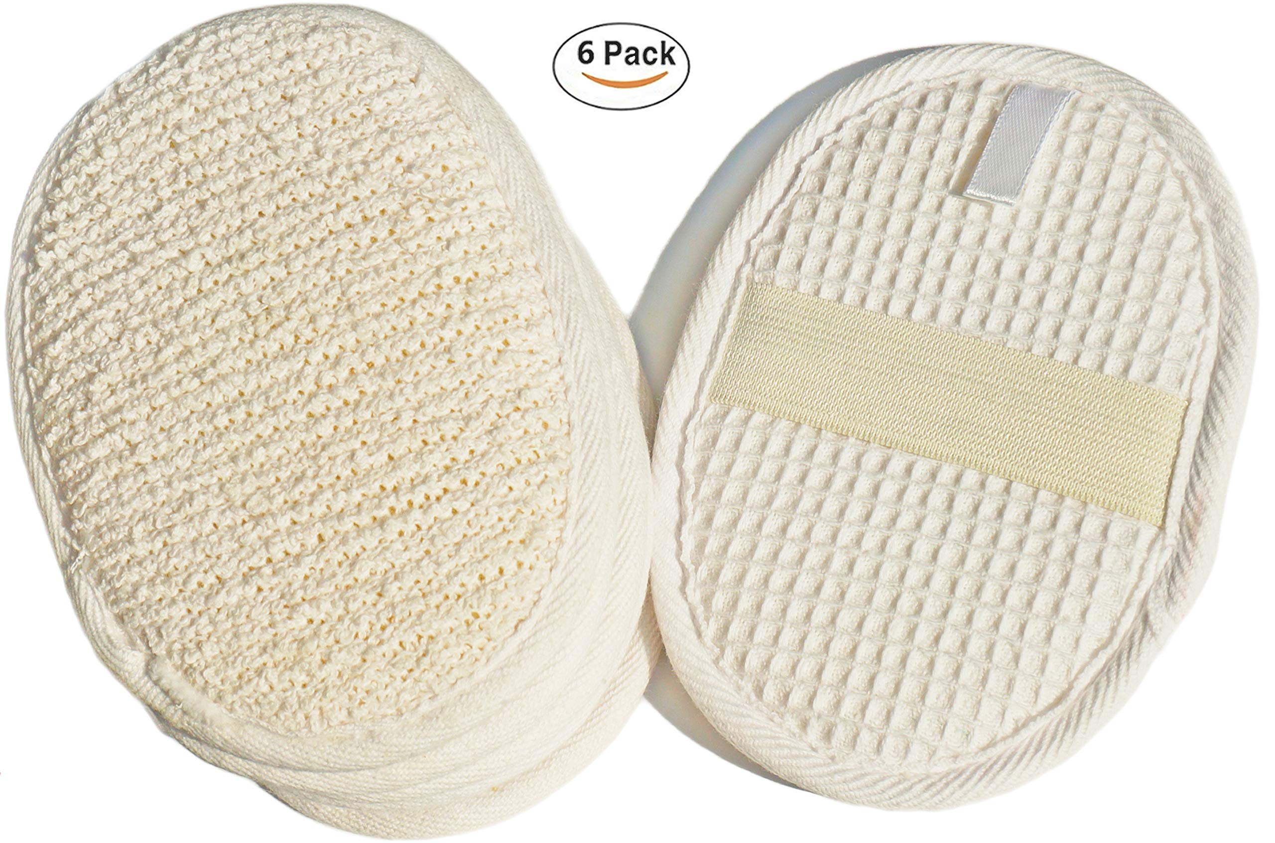 Tang Karrey 6Pack (Large 6.3X4.3 Inches) Exfoliating Face Body Pad (100% Cotton Terry) Cloth Materials Loofah Sponge Scrubber Brush Close Skin For Men And Women When Bath Spa And Shower