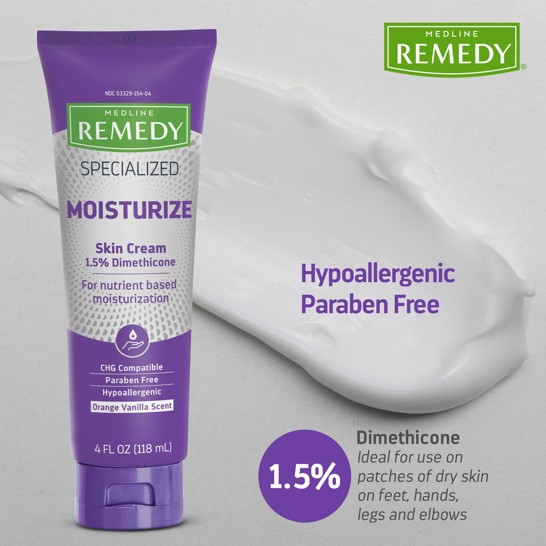 Medline Remedy Specialized Skin Cream, 4 oz., Hydrating and Nourishing Formula for Dry Skin