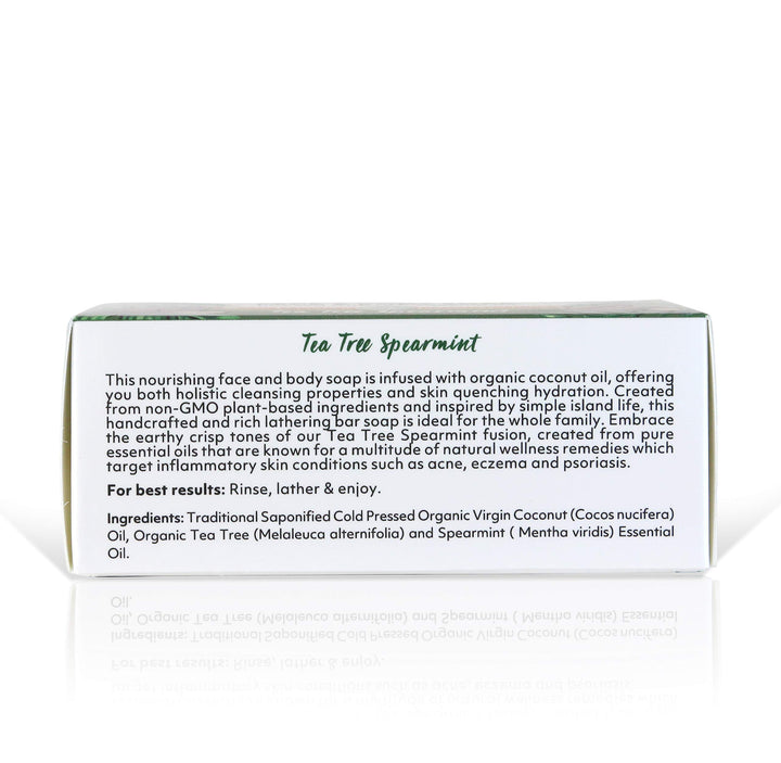 Organic Fiji Coconut Oil Soap, For Face and Body, 100% Certified Organic, Tea Tree Spearmint, 7 Ounce
