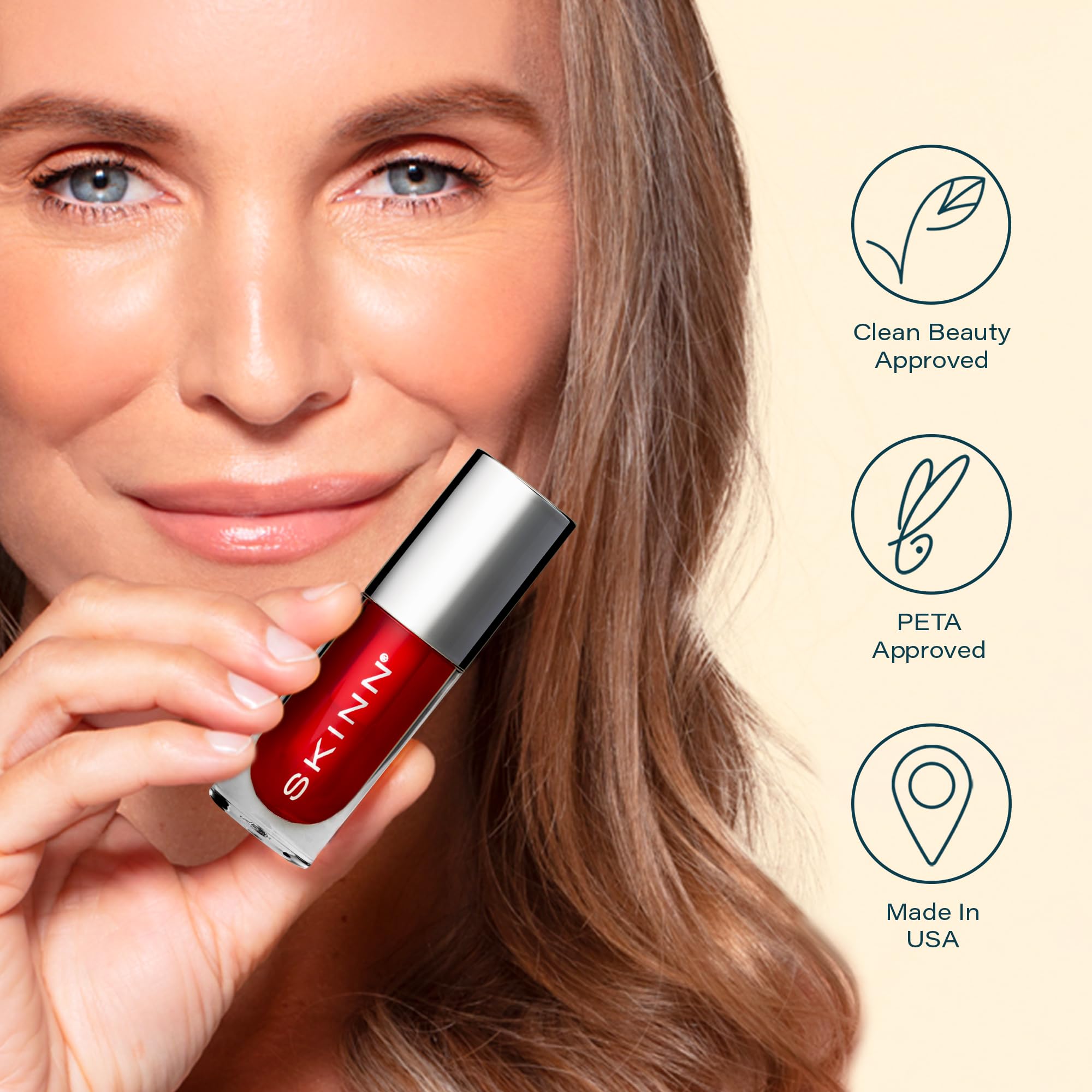 Luminous Crimson Lip Oil - Support Collagen Production, Smooth Lines & Soothe Dry Cracked Lips - Hydrating Clear Lip Oils - Improve Skin's Elasticity, Texture & Glow - Vitamin C & Manuka Honey