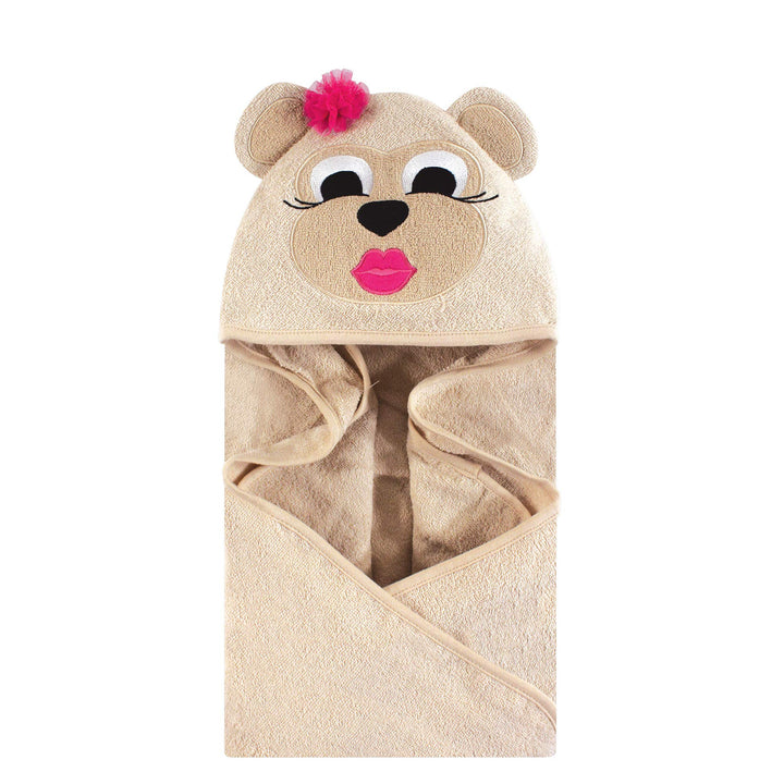 Hudson Baby Unisex Baby Cotton Animal Face Hooded Towel, Miss Monkey, One Size