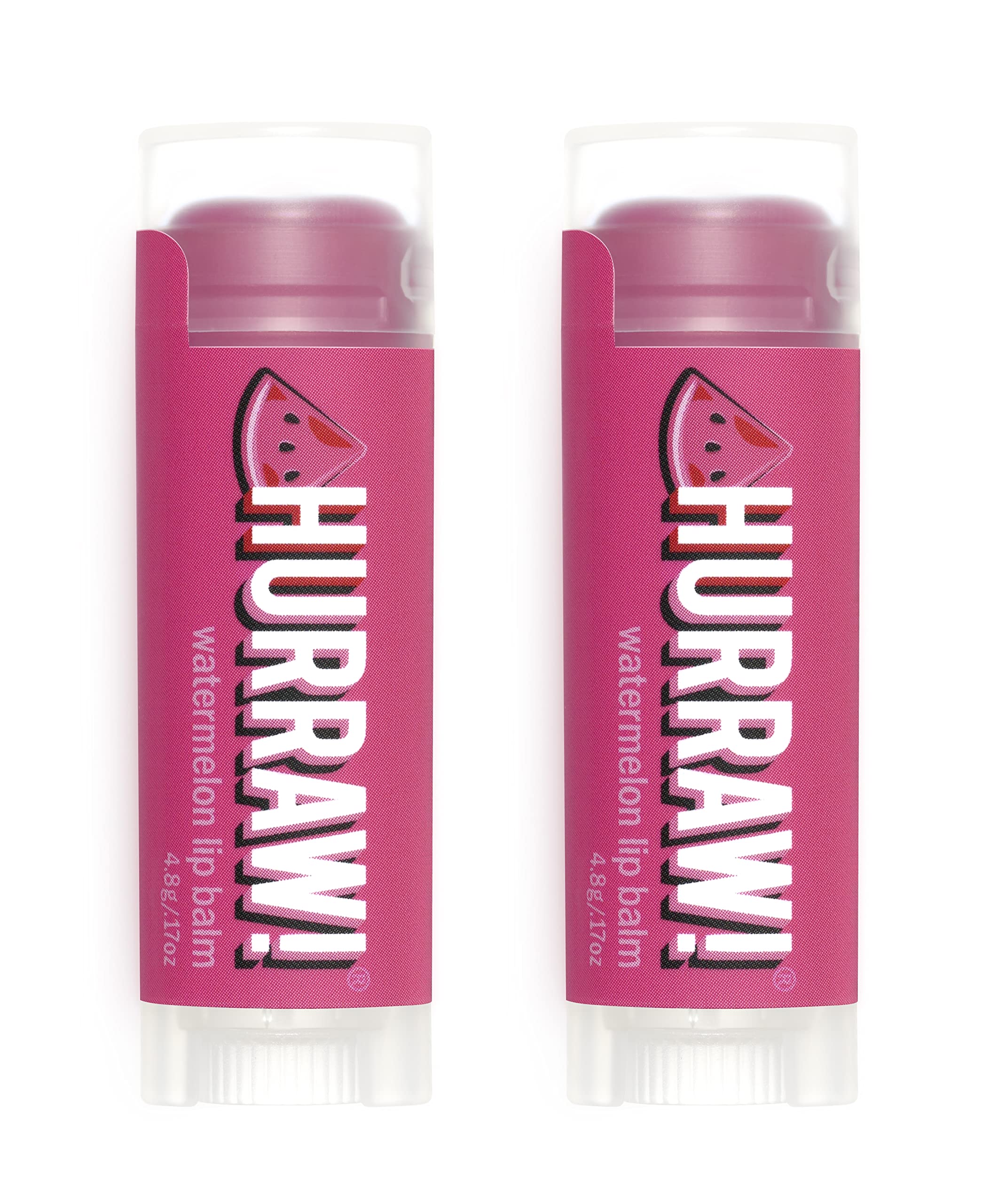 Hurraw! Watermelon Lip Balm, 2 Pack: Organic, Certified Vegan, Cruelty and Gluten Free. Non-GMO, 100% Natural Ingredients. Bee, Shea, Soy and Palm Free. Made in USA