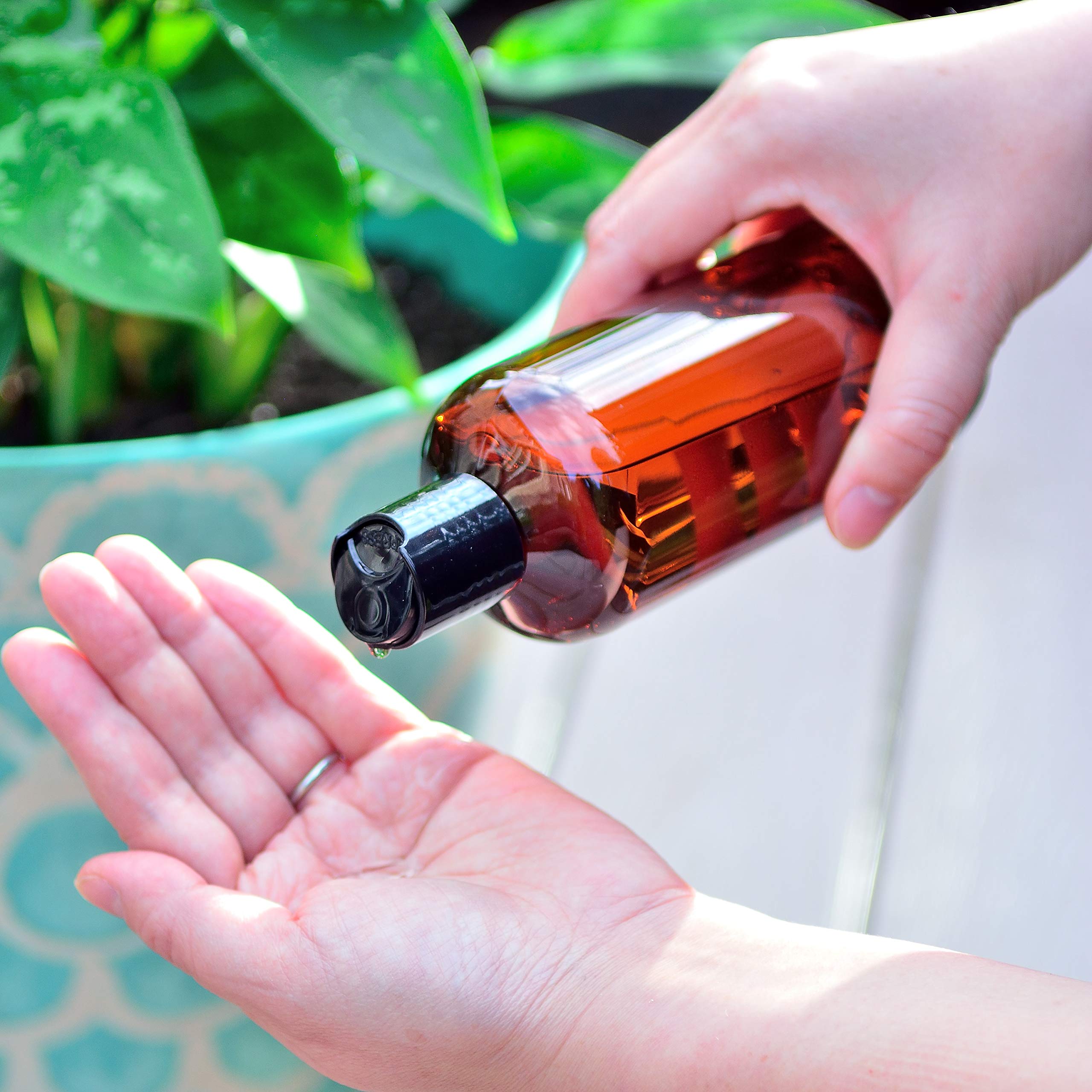 Youngever 10 Pack Plastic Empty Bottles with Disc Cap 8 Ounce, Refillable Cosmetic Bottles, Squeeze Containers for Shampoo, Liquid Body Soap, Lotion, Cream (Amber)