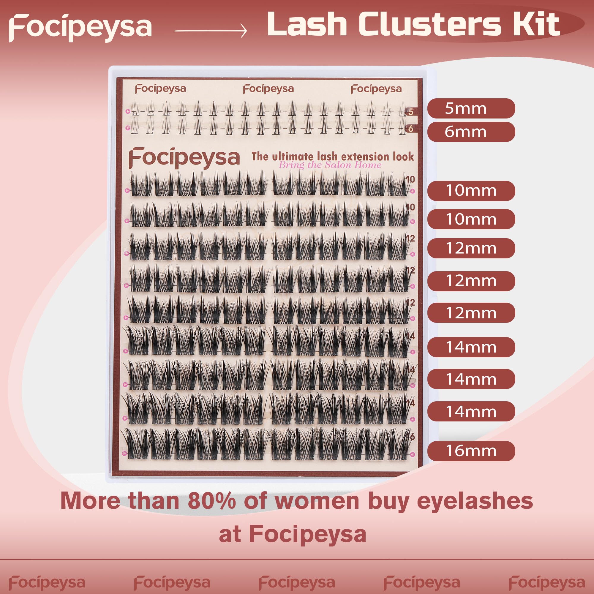 Focipeysa Wispy Lash Clusters Natural Eyelash Clusters Pestañas Postizas Naturales Spiky Manga Lash Extensions C Curly Individual Lashes 10-16mm with Bottom Lashes Clusters DIY Lash at Home