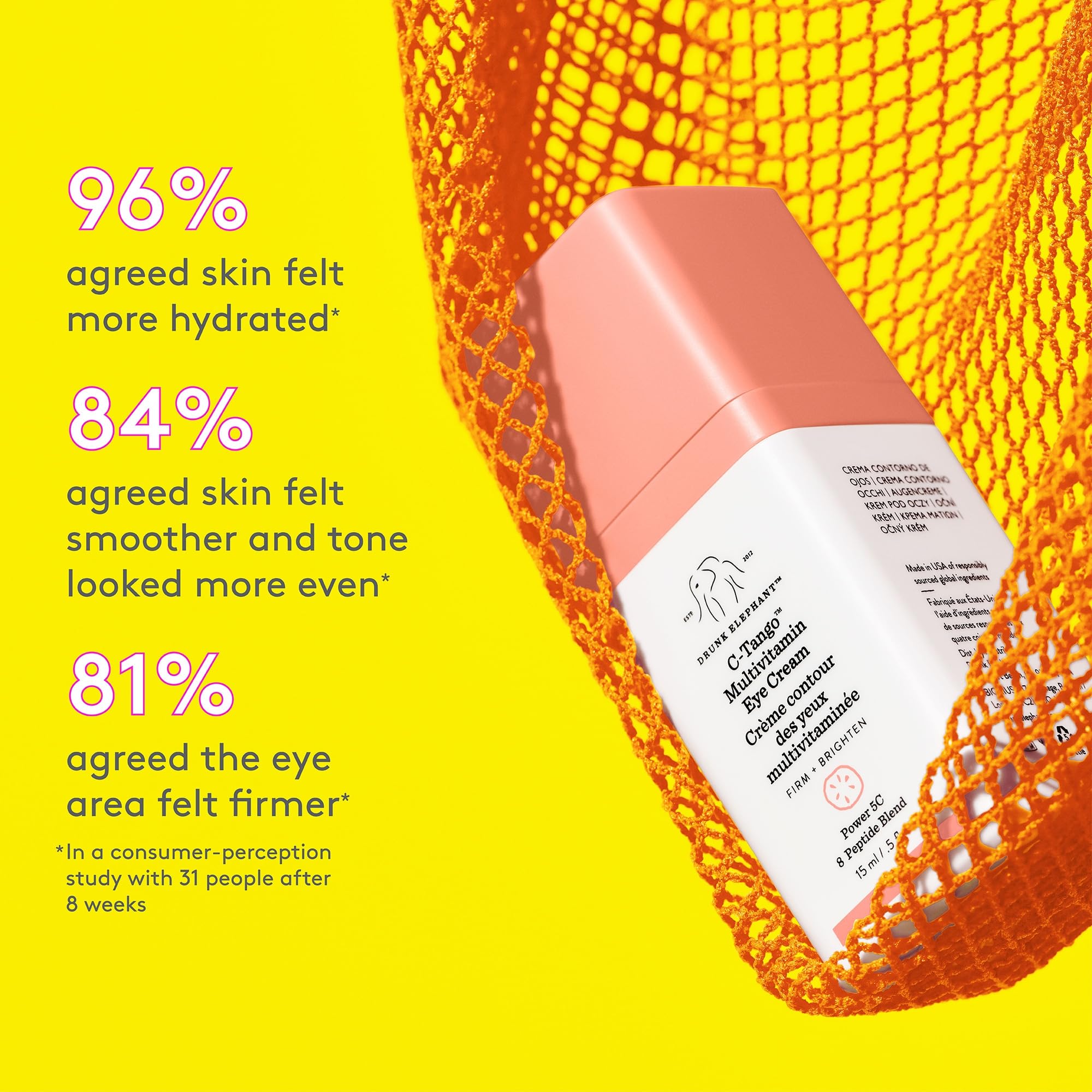 Drunk Elephant C-Tango Multivitamin Eye Cream with Deluxe Sample - 15ml Vitamin C Eye - 5ml Protini Polypeptide Cream - Clean Clinical Skincare - Cruelty-Free - Dermatologist-Tested