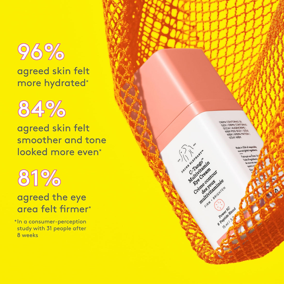 Drunk Elephant C-Tango Multivitamin Eye Cream with Deluxe Sample - 15ml Vitamin C Eye - 5ml Protini Polypeptide Cream - Clean Clinical Skincare - Cruelty-Free - Dermatologist-Tested