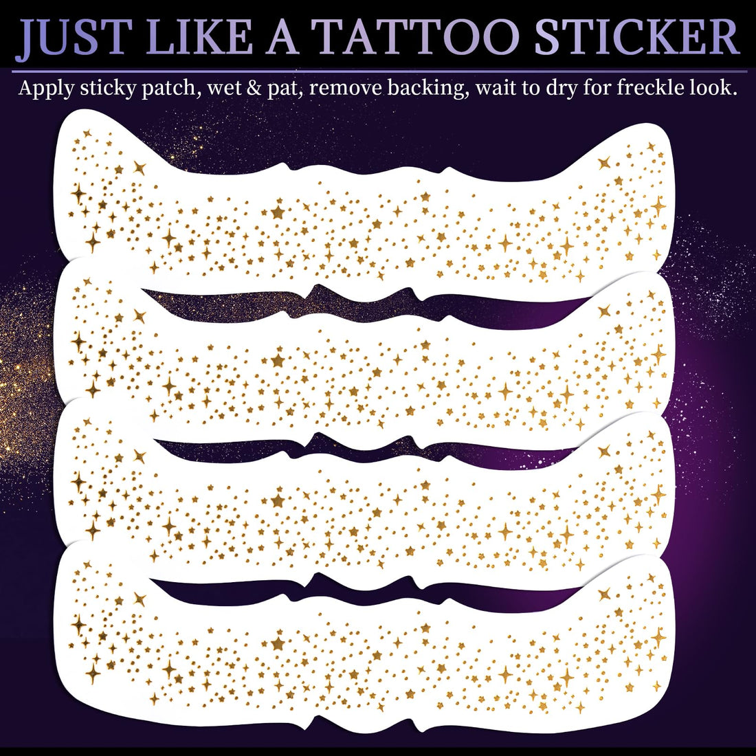 Teenitor Face Gems and Face Glitter Freckles Kit, 4pcs Gold Sparkle Freckles Face Tattoo and 3pcs Face Rhinestones for Makeup, Face Glitter Tattoos, Rhinestone Face Jewels for Women