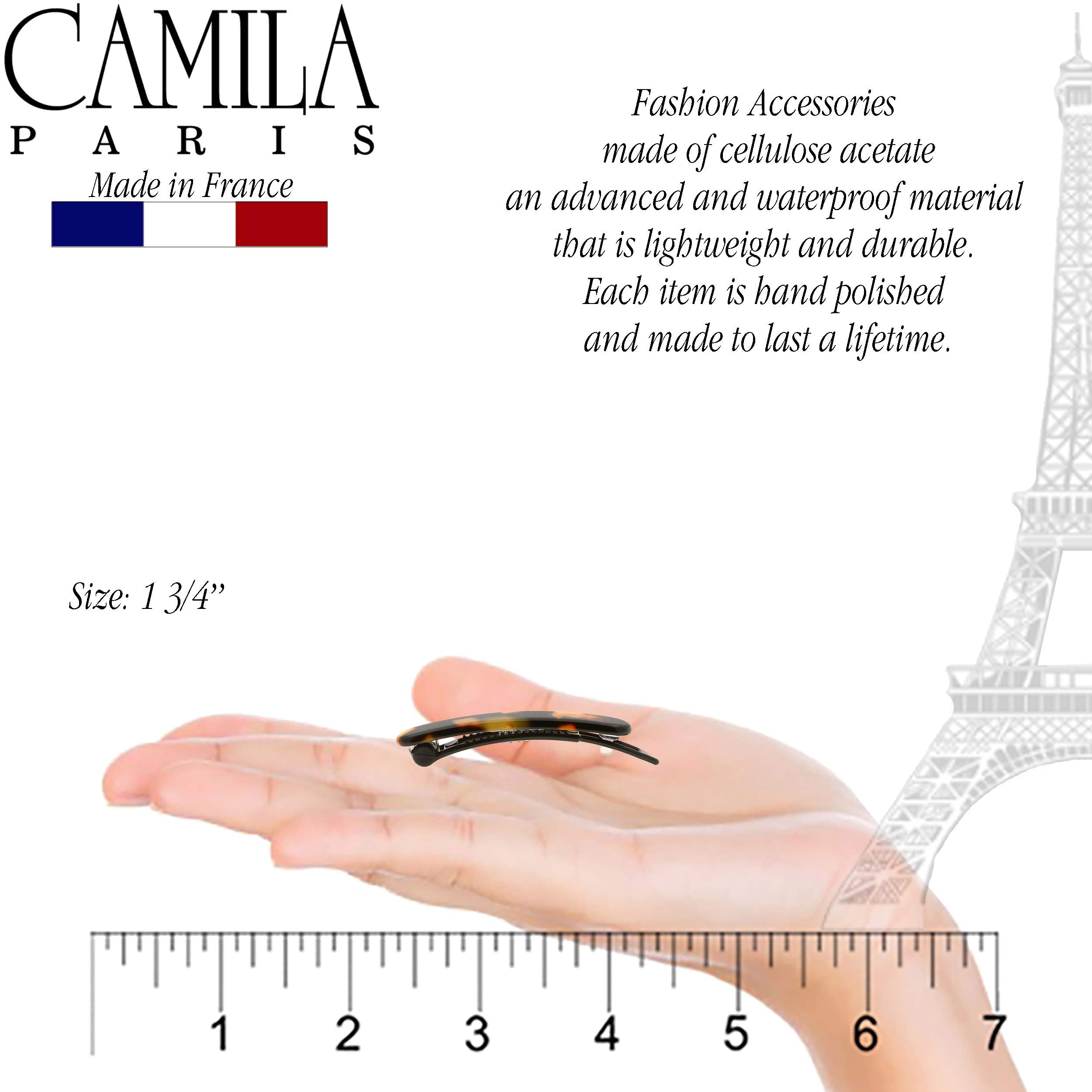 Camila Paris CP2240/2 French Hair Slides Clips for Women, Handmade, Girls Side Slide-in Barrette Clip, Hair Accessories for Women. Strong Hold No Slip Grip Fashion Durable and Styling, Made in France