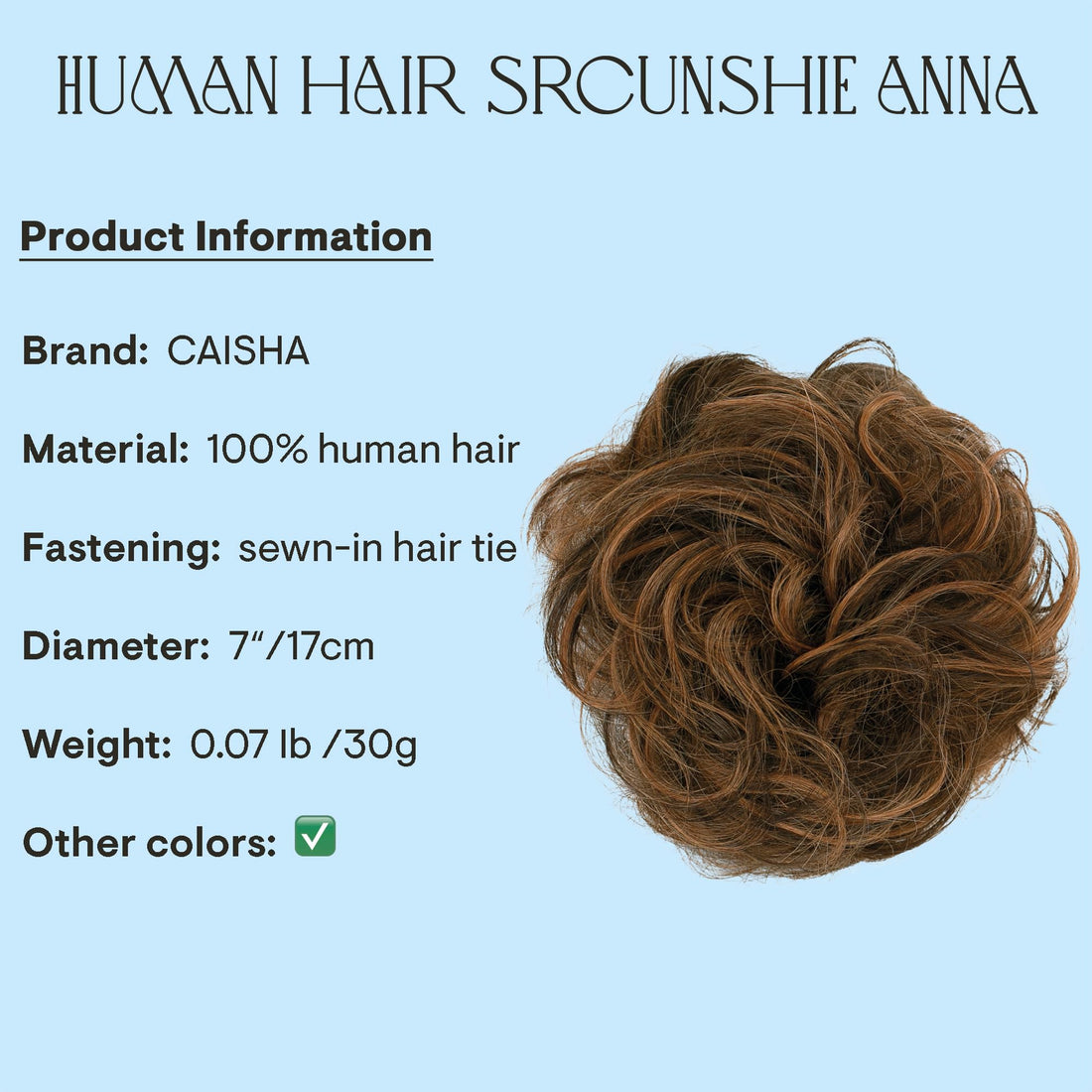 PRETTYSHOP 100% Human Hair Up Scrunchie Scrunchy Extensions Hairpiece Do Bun Ponytail Diverse Colors (brown mix 4H30 H3121)
