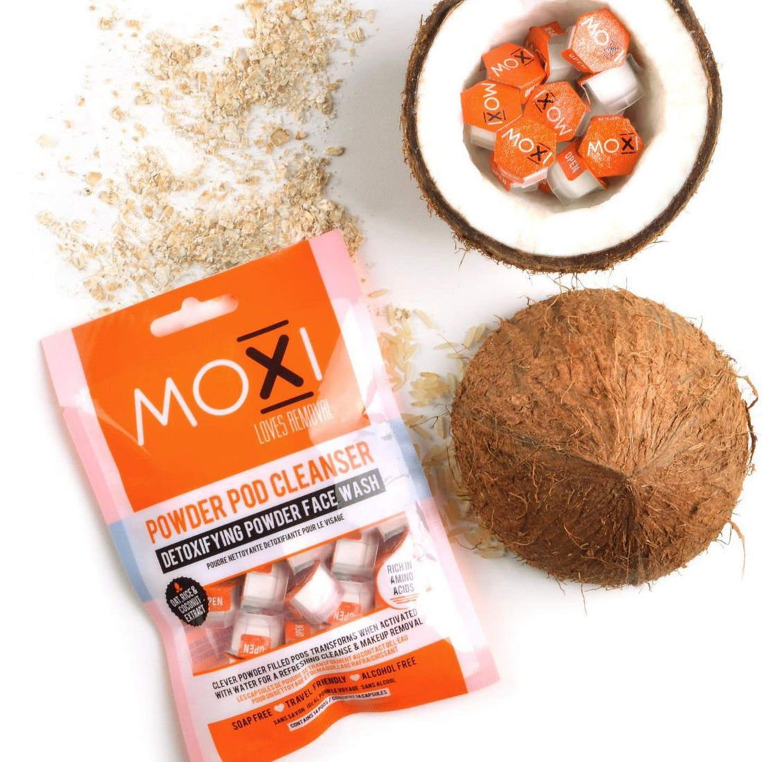 Moxi Loves Travel Friendly POWDER POD CLEANSER, Detoxifying Face Wash 1 pack