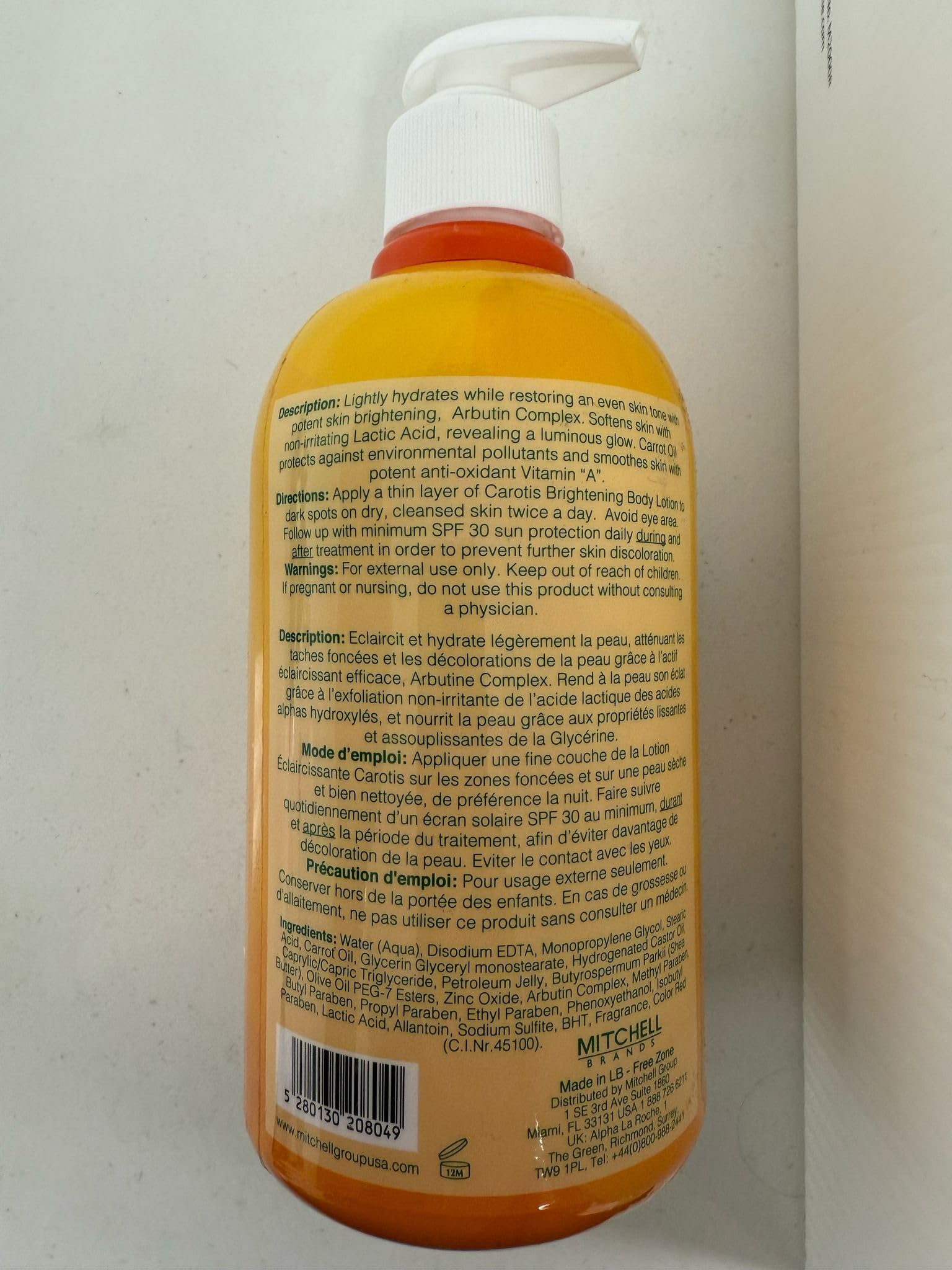 CAROTÏS, Skin Brightening Body Lotion – 17.6 fl oz / 500ml – Helps to Remove Dark Spots, with Shea Butter, Arbutin Complex and Vitamin A