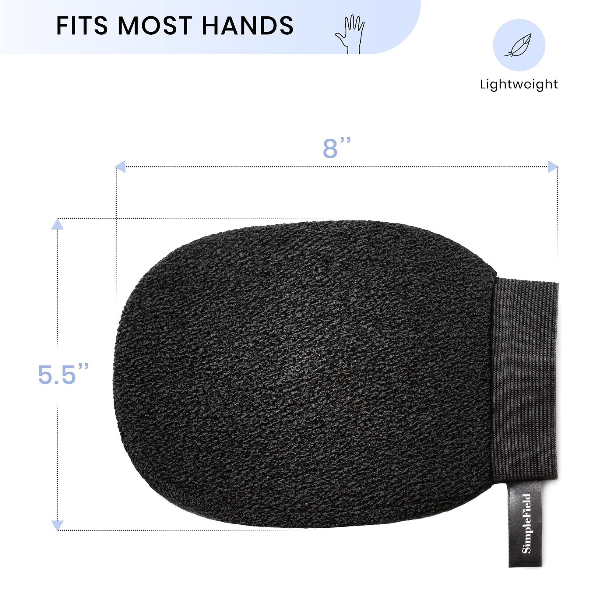 SimpleField Korean Exfoliating Mitt for Remove Dead Skin. 2 Pack 100% Viscose Kessa Deep Exfoliating Gloves for Body Scrub, Keratosis Pilaris and Self Tanning. Easily Smooth Skin Surface.