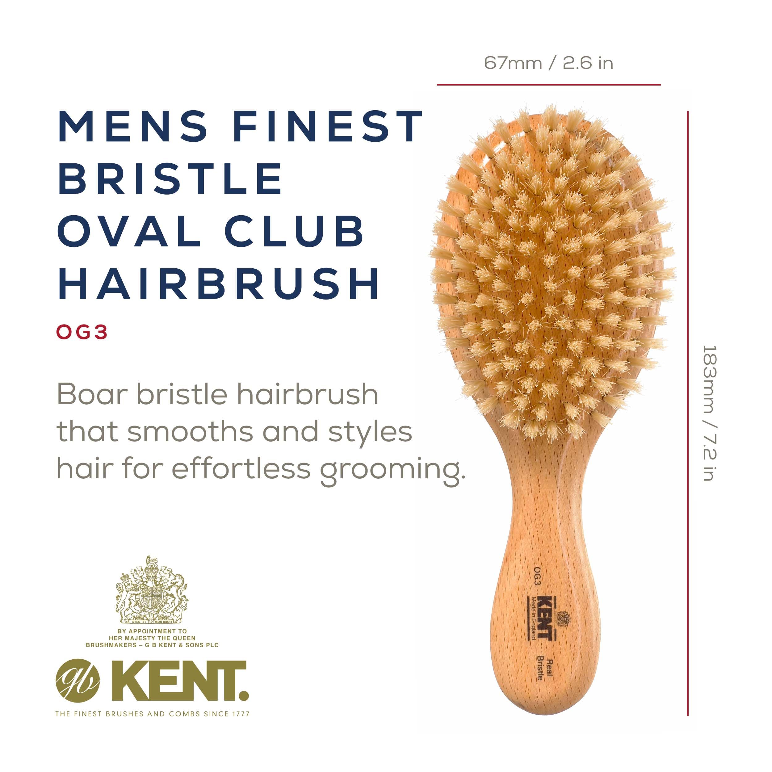 Kent Og3 Oval Beechwood Pure White Pure Bristle Luxury Club Brush