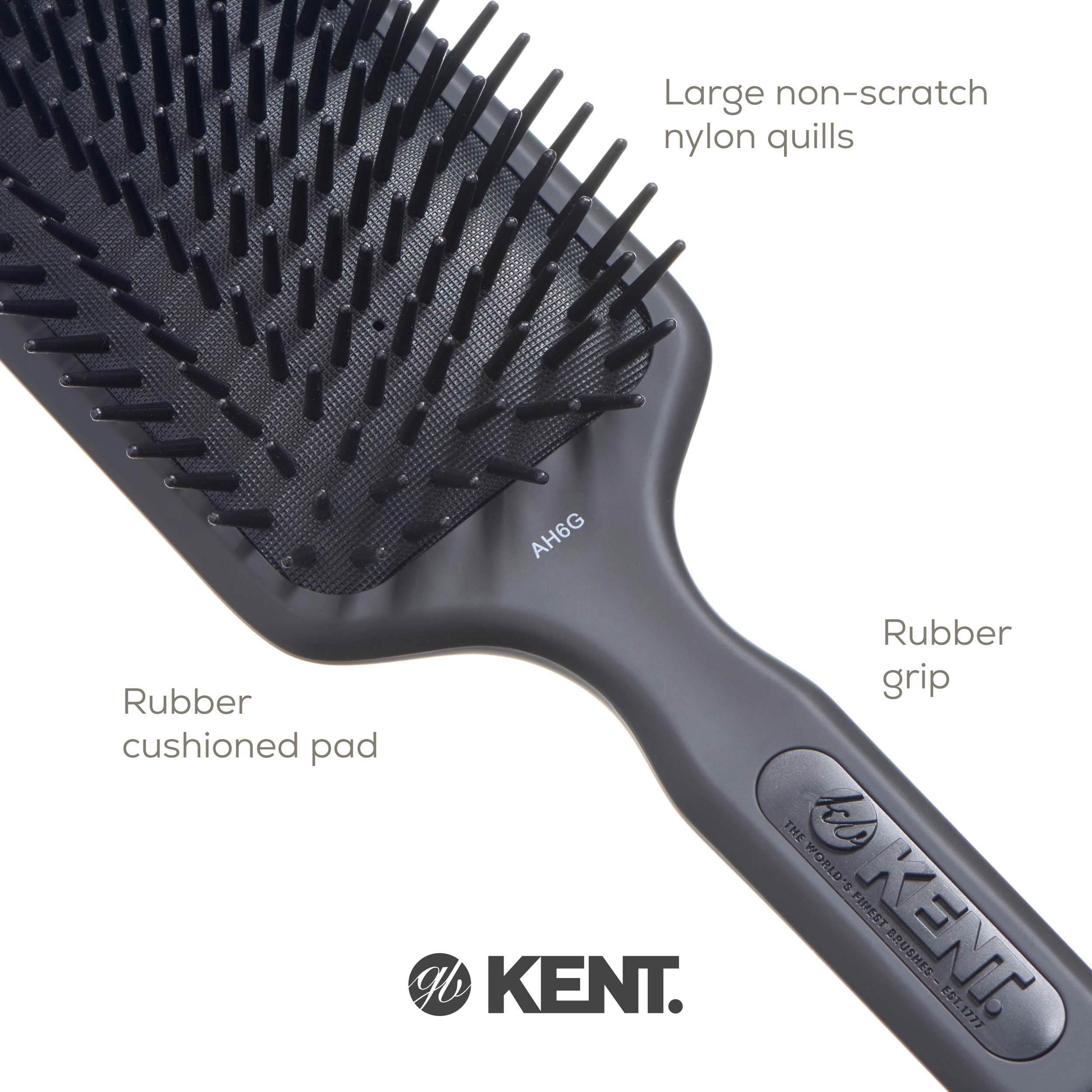 Kent AH6G Airhedz Pro Extra Large Pin Hair Brush (Fat Pin, Grey)