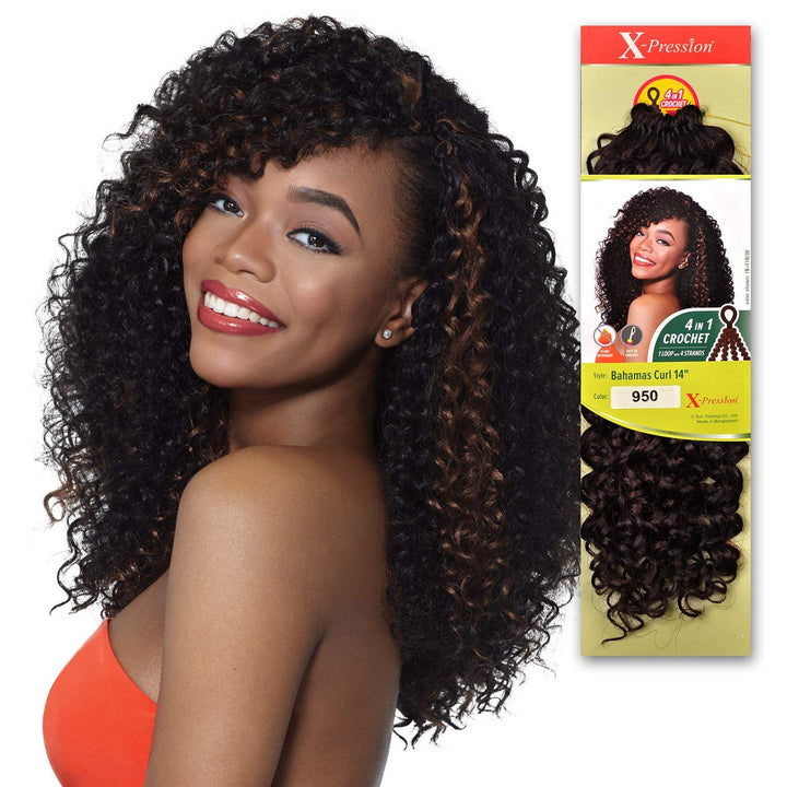 Outre Synthetic Hair Crochet Braids X-Pression Braid 4 In 1 Loop Bahamas Curl 14 (6-Pack, 1B) : 6-Pack, 1B