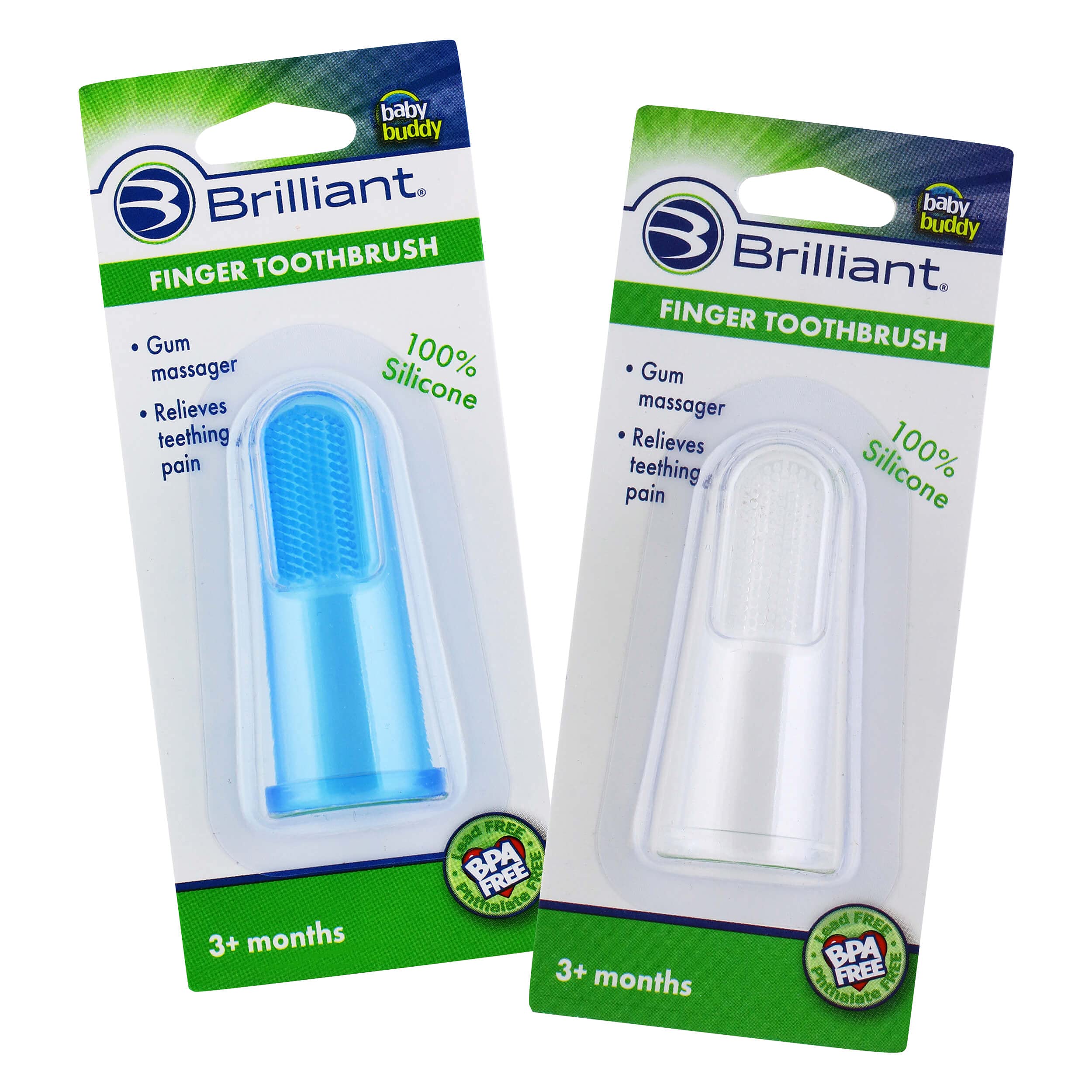 Baby Buddy Finger Toothbrush, Blue-Clear (Pack of 2)