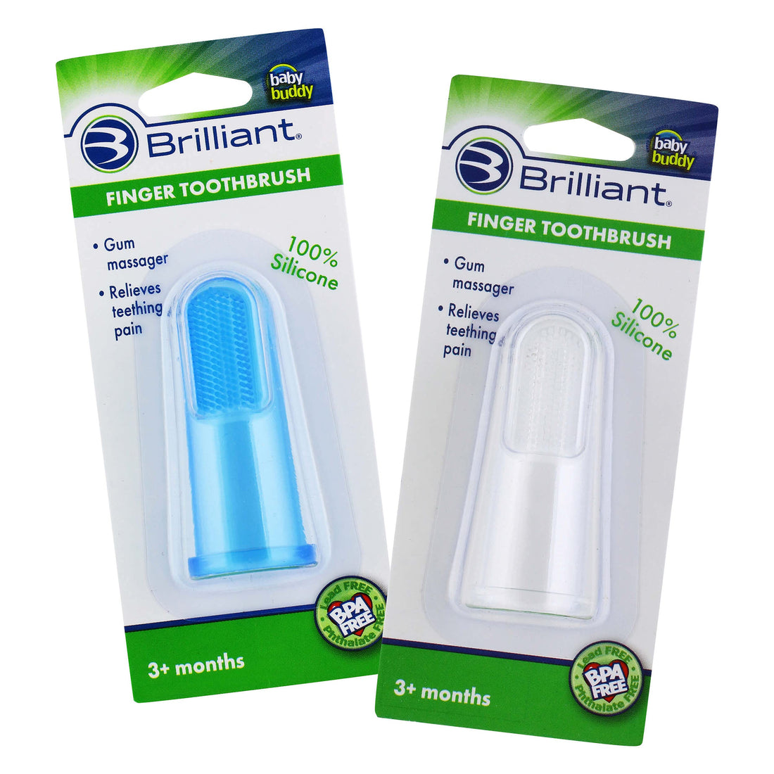 Baby Buddy Finger Toothbrush, Blue-Clear (Pack of 2)