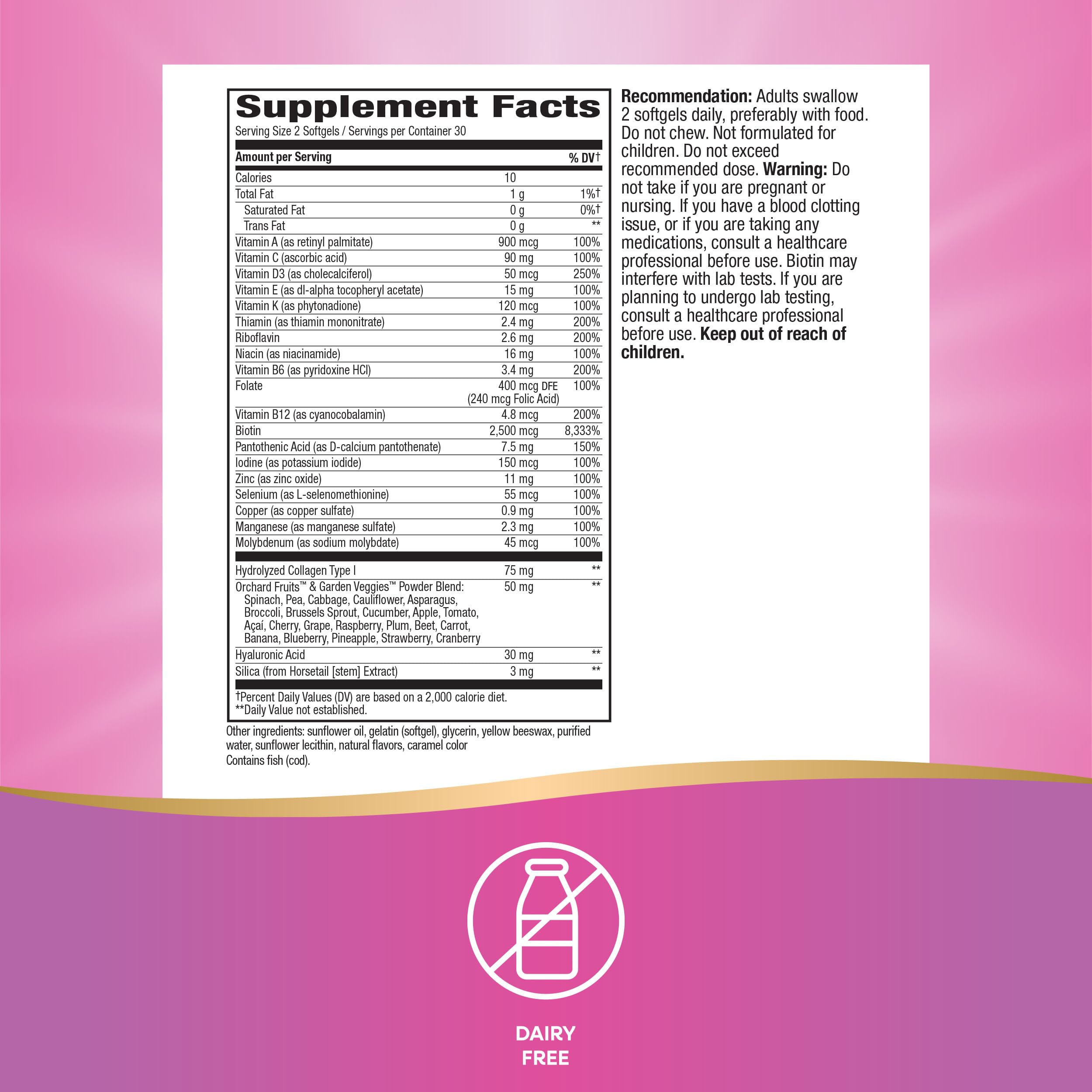 Nature's Way Alive! Hair, Skin & Nails Multivitamin with Biotin and Collagen, 60 Softgels