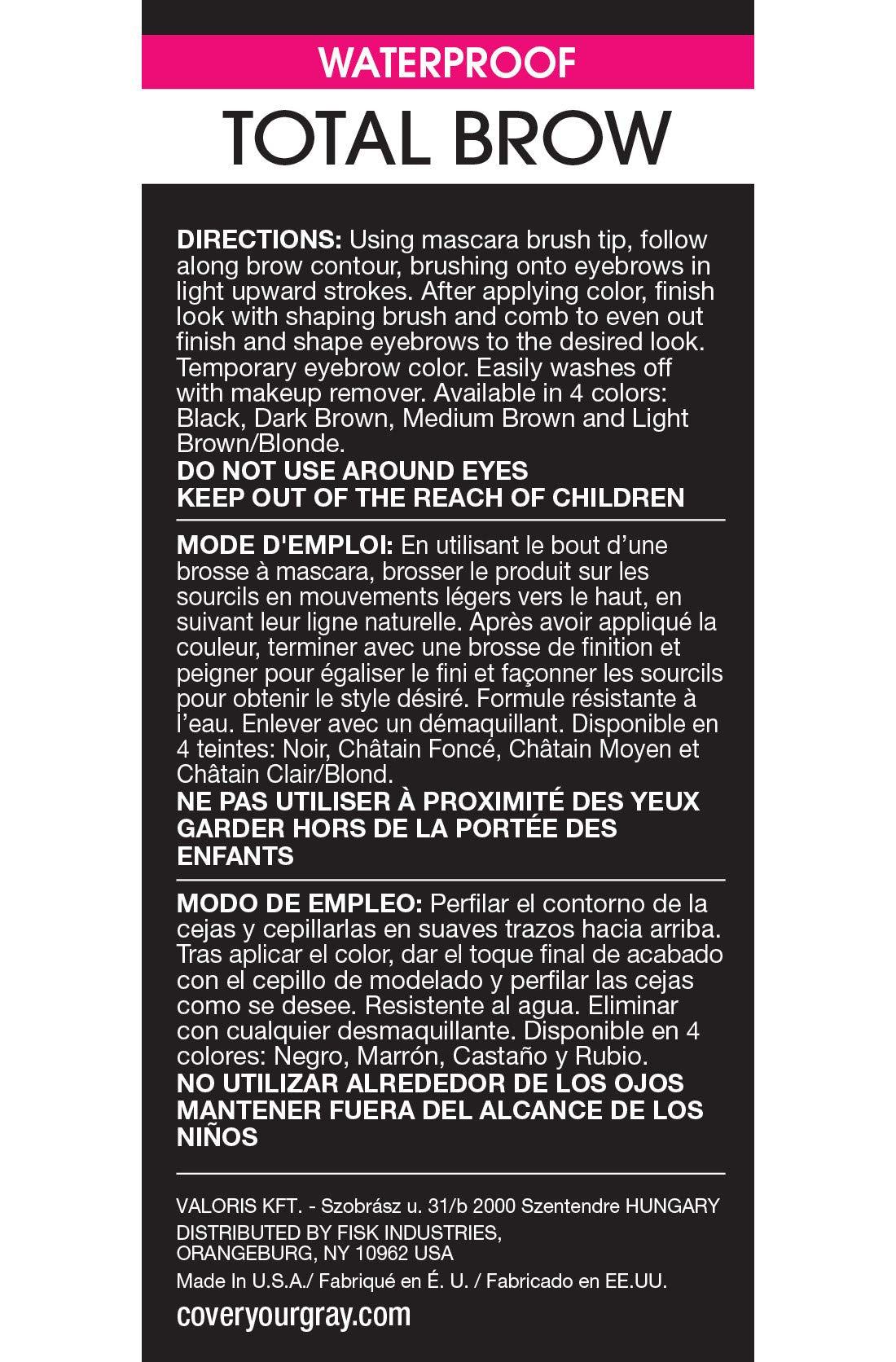 Cover Your Gray Total Brow Eyebrow Sealer, Black, 0.35 Ounce