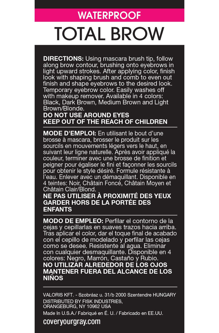 Cover Your Gray Total Brow Eyebrow Sealer, Black, 0.35 Ounce