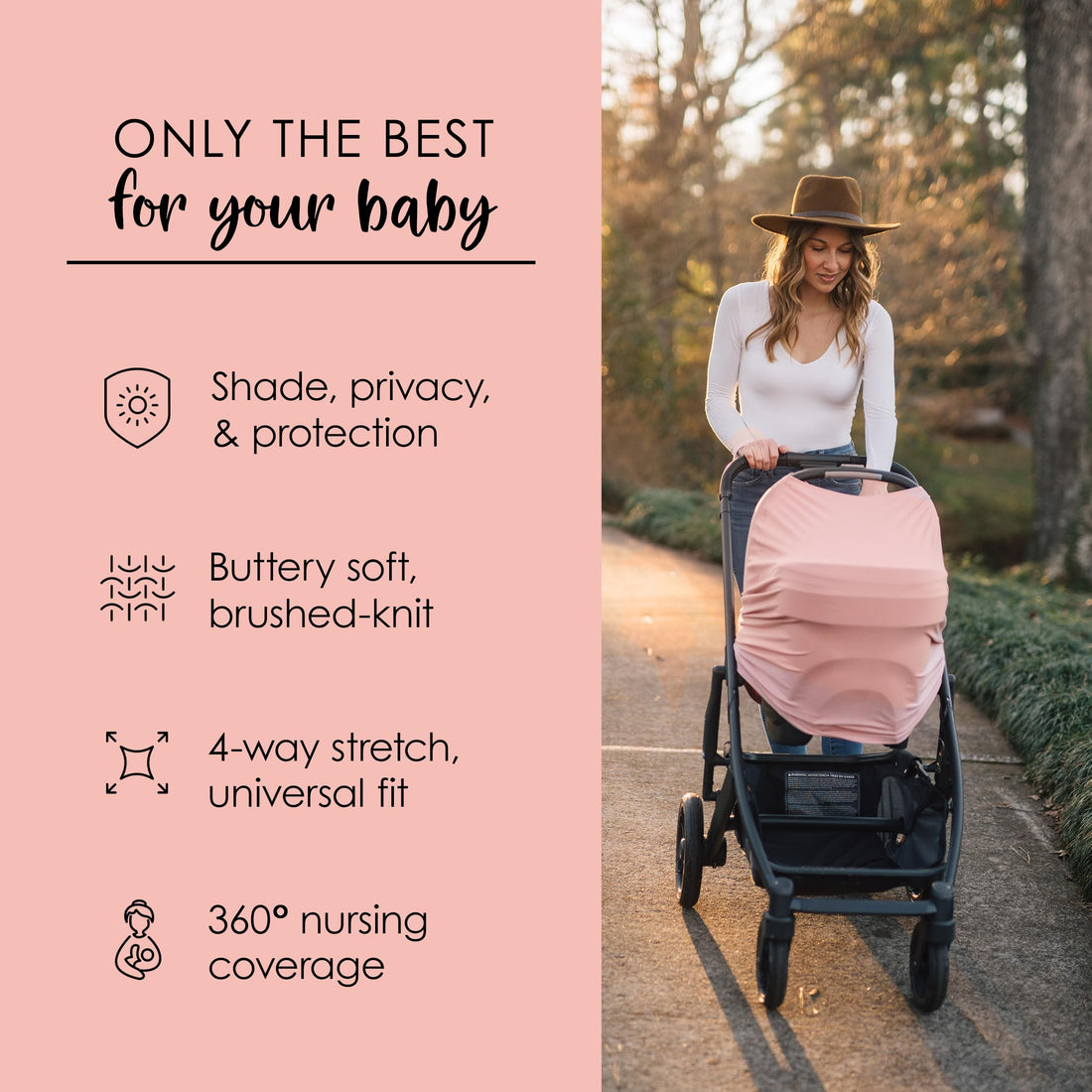 Milk Snob Original 5-in-1 Luxe Cover in Ballet Slipper - Added Privacy for Breastfeeding, Baby Car Seat, Carrier, Stroller, High Chair, Shopping Cart, Lounger Canopy, Newborn Essentials, Nursing Top