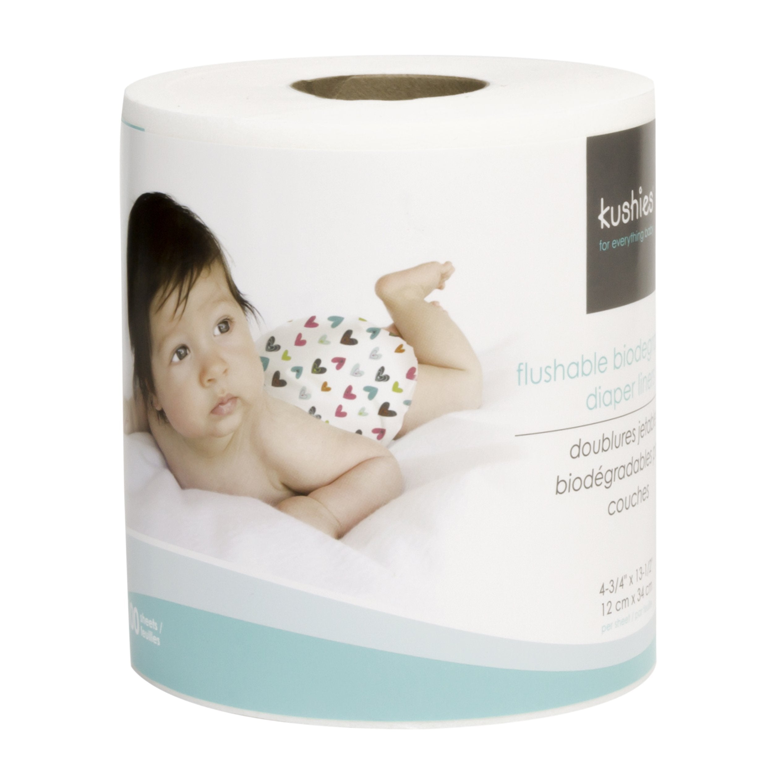 Kushies Flushable Biodegradable Diaper Liners, 100 Sheets