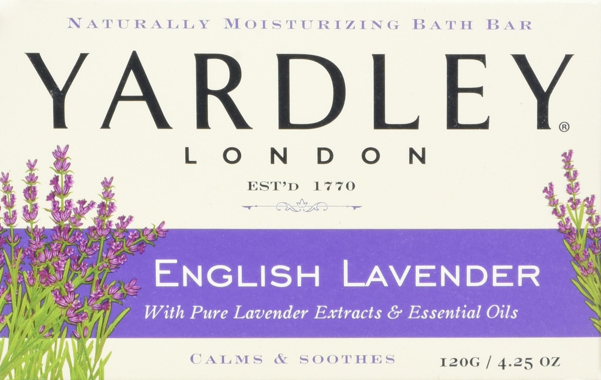 Yardley London English Lavender with Essential Oils Soap Bar, 4.25 oz Bar (Pack of 8)