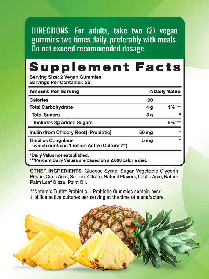Nature's Truth Probiotic Gummies for Adults | 50 Count | Vegan, Non-GMO & Gluten Free Digestive Health Supplement