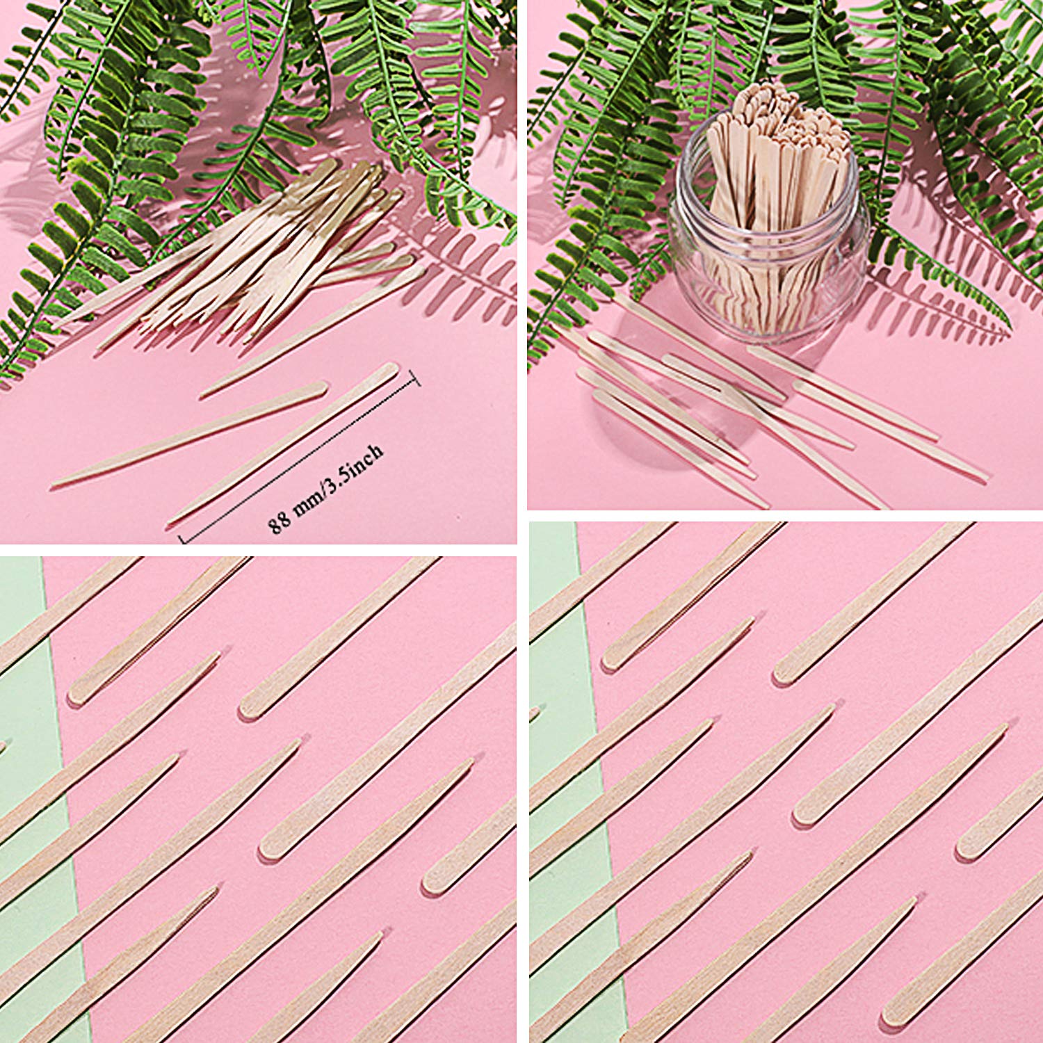 Whale 400 Pieces Small Wax Sticks Wood Spatulas Applicator Wood Craft Sticks for Hair Eyebrow Removal, 3.5 x 0.2 inches