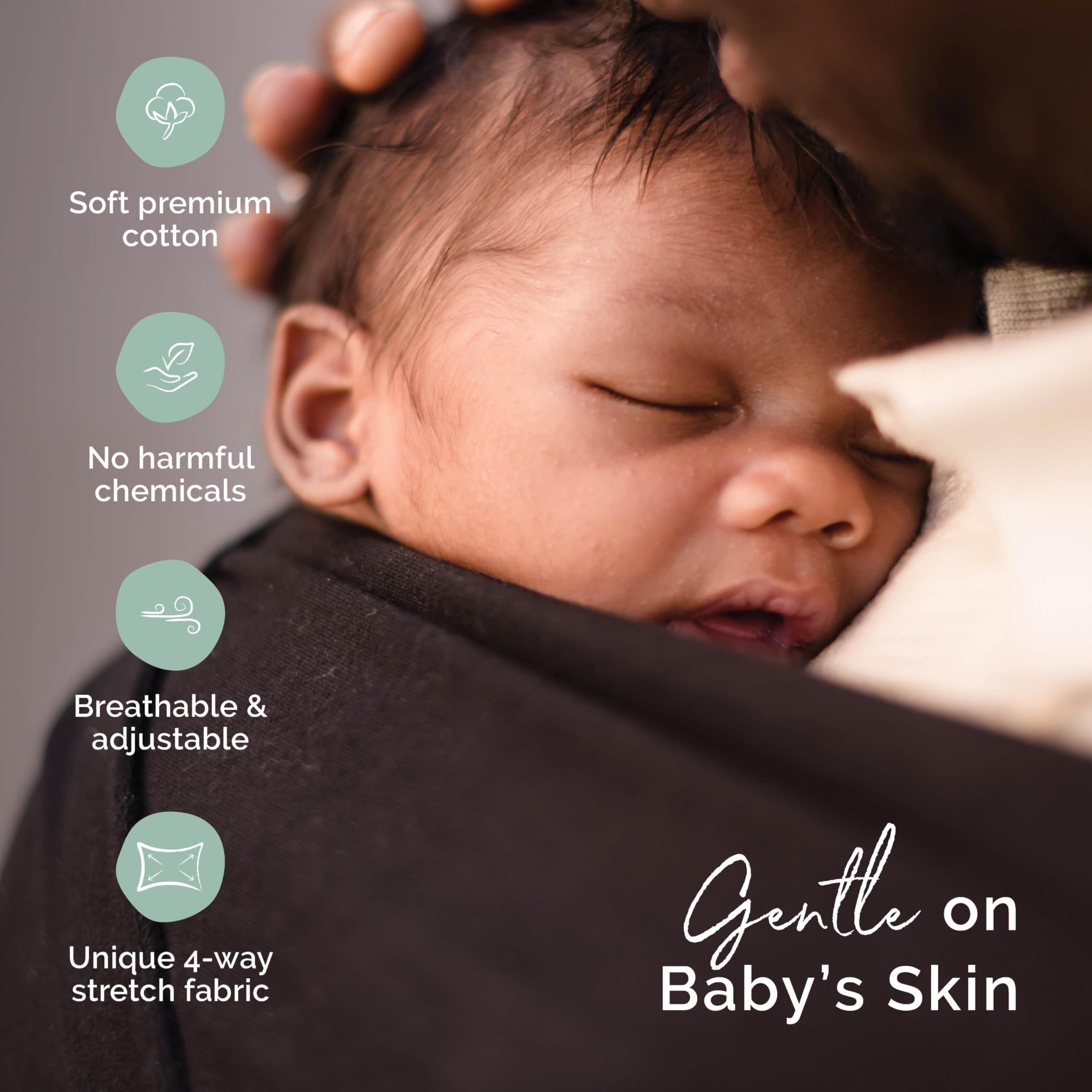 Boba Baby Wrap Carrier - Original Baby Carrier Wrap, Baby Sling for Newborns - Baby Wearing Essentials - Hands-Free Newborn Wrap Swaddle Holder, Newborn to Toddler Infant Baby Sling, 7-35 lbs (Black)