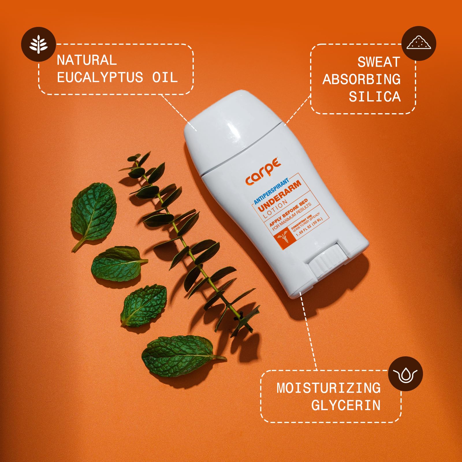 Carpe Underarm Antiperspirant and Deodorant, Clinical strength with all-natural eucalyptus scent, Manage hyperhidrosis and combat excessive sweating without irritation, Stay fresh and dry all day long