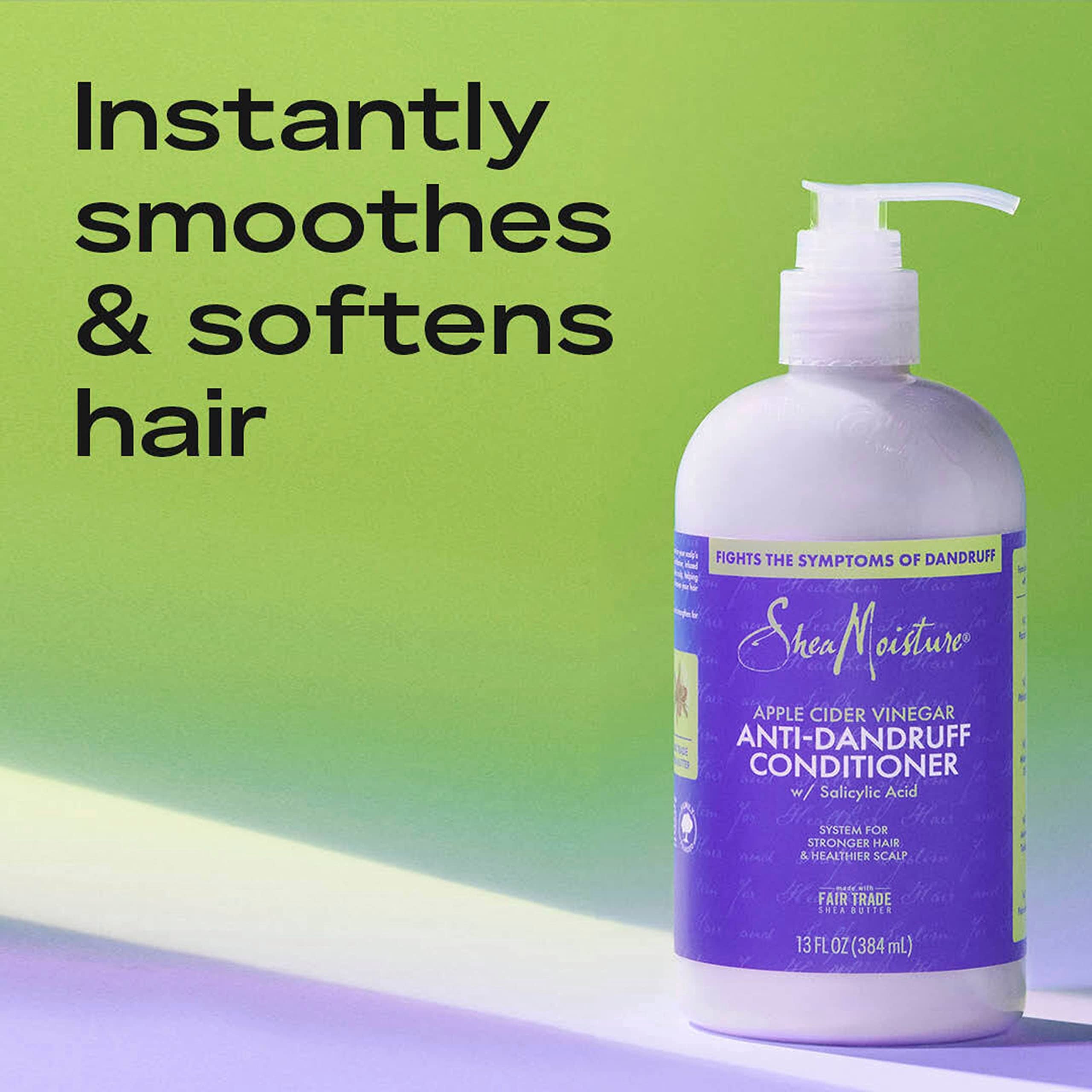 SheaMoisture Anti-Dandruff Shampoo & Conditioner Set –Apple Cider Vinegar Scalp Treatment w/Salicylic Acid, Hair Strengthening, 12 Oz Ea